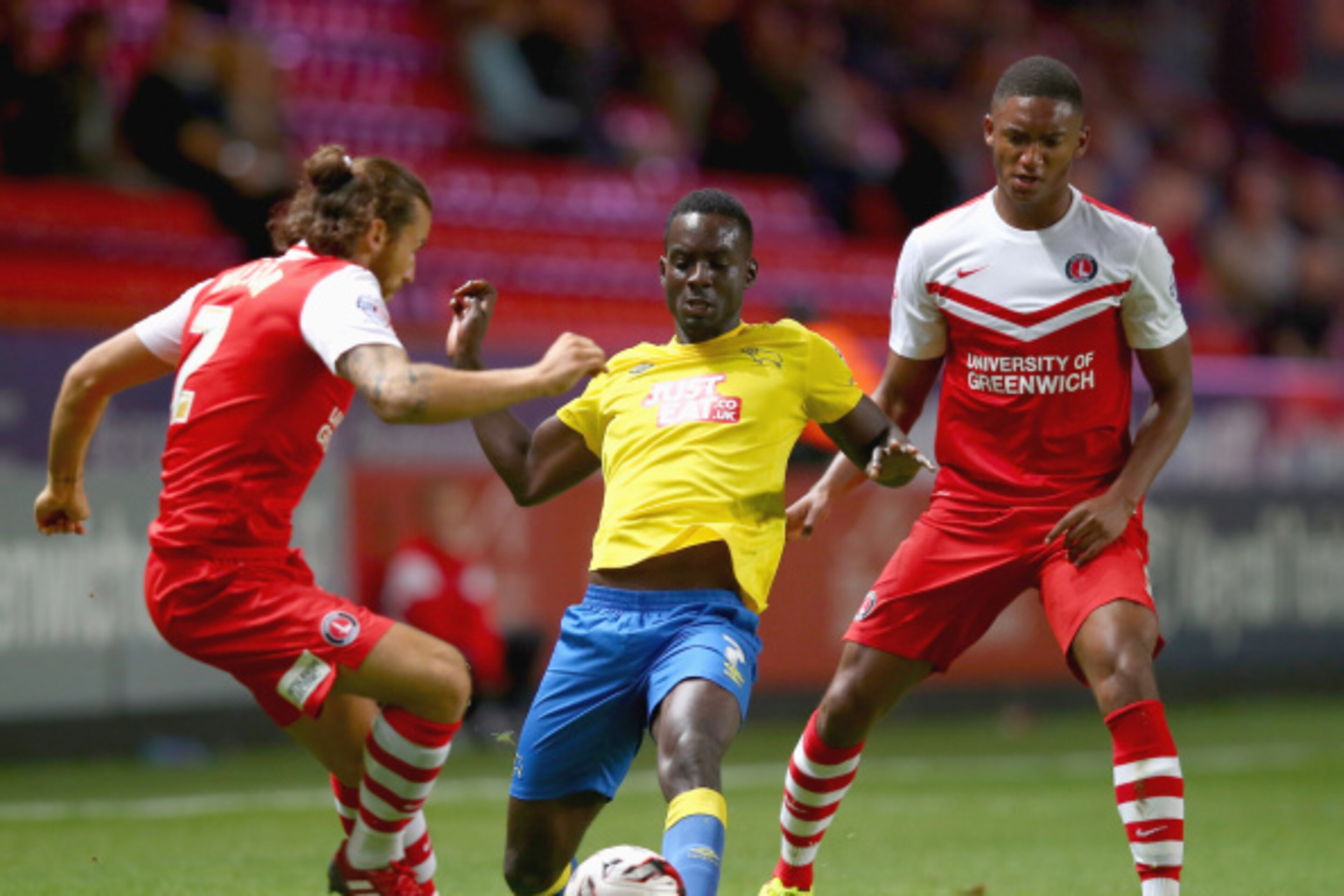 LONDON, ENGLAND - AUGUST 19: Simon Dawkins of Derby County is challenged by Joe Gomez of Charlton during the Sky Bet Championship match between Charlton Athletic and Derby County at The Valley on August 19, 2014 in London, England. (Photo by Clive Rose/ LONDON, ENGLAND - AUGUST 19: Simon Dawkins of Derby County is challenged by Joe Gomez of Charlton during the Sky Bet Championship match between Charlton Athletic and Derby County at The Valley on August 19, 2014 in London, England. (Photo by Clive Rose/