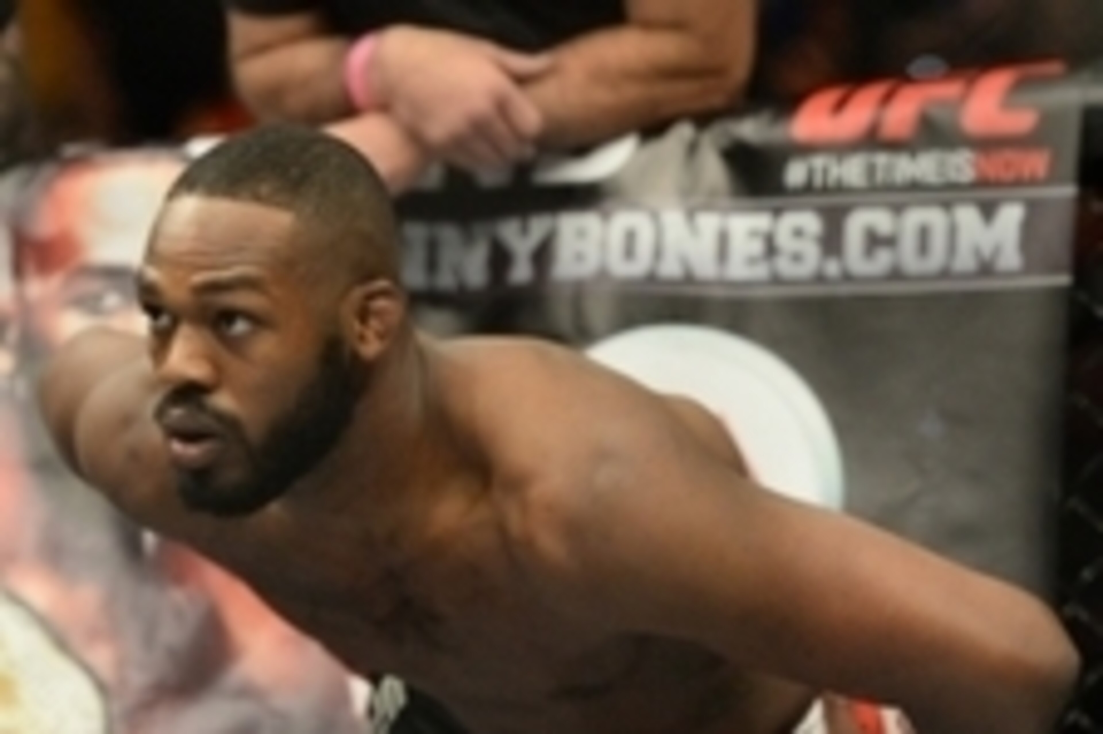 Jan 3, 2015; Las Vegas, NV, USA; Jon Jones (red gloves)  in his light heavyweight title fight at UFC 182 at MGM Grand Garden Arena. Mandatory Credit: Jayne Kamin-Oncea-USA TODAY Sports