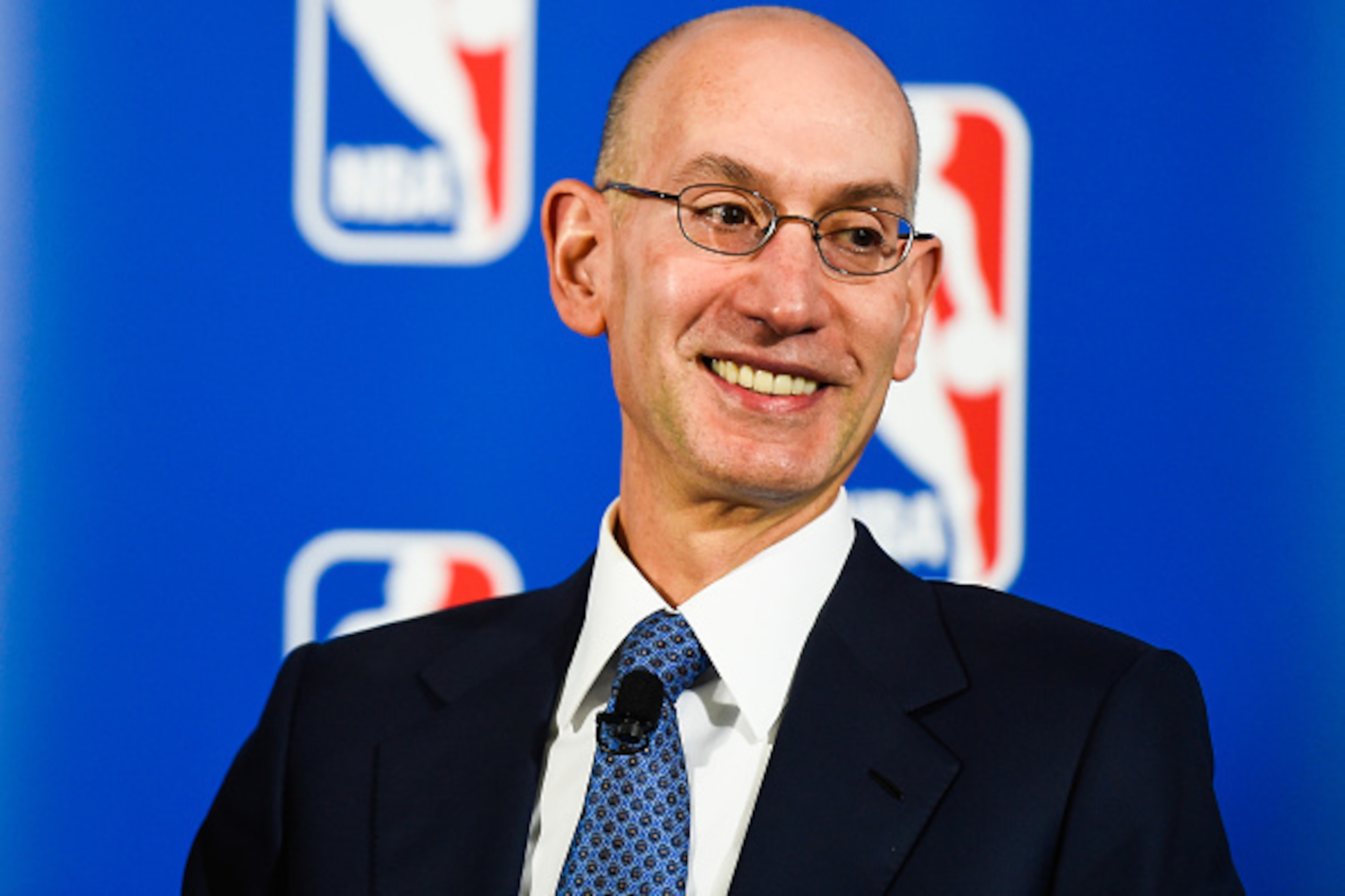 NEW YORK, NY - APRIL 13: NBA Commissioner Adam Silver looks on during a press conference to announce a marketing partnership between the NBA and PepsiCo on April 13, 2015 at Terminal 23 in New York City. Pepsi will replace Coca-Cola Co with league sponso NEW YORK, NY - APRIL 13: NBA Commissioner Adam Silver looks on during a press conference to announce a marketing partnership between the NBA and PepsiCo on April 13, 2015 at Terminal 23 in New York City. Pepsi will replace Coca-Cola Co with league sponso
