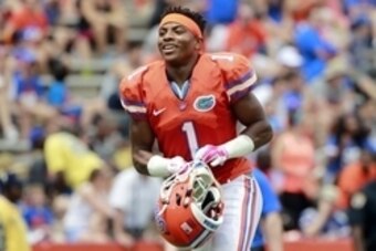 Apr 11, 2015; Gainesville, FL, USA; Florida Gators defensive back Vernon Hargreaves III (1) during the first half at the Orange and Blue Debut at Ben Hill Griffin Stadium. Mandatory Credit: Kim Klement-USA TODAY Sports