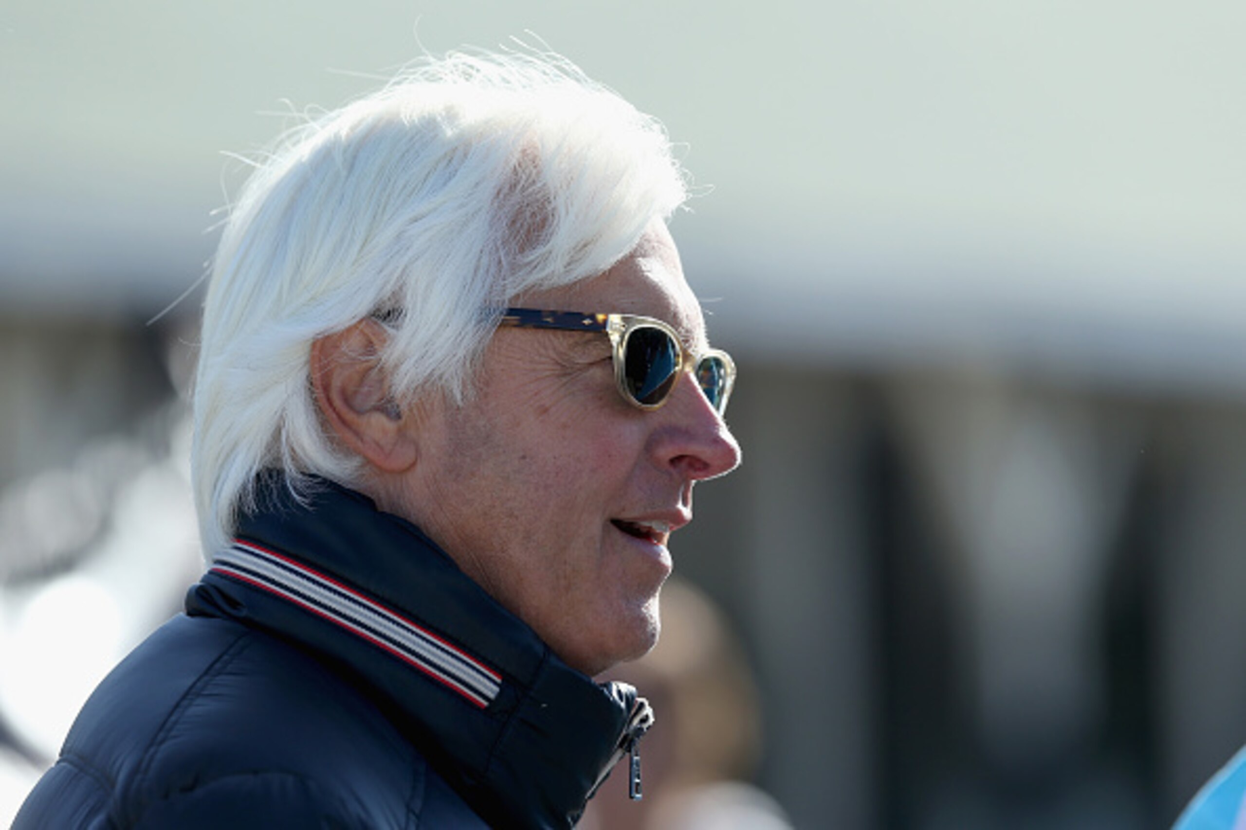 LOUISVILLE, KY - APRIL 28:  Bob Baffert the trainer of American Pharoh and Dortmund talks with the media during the morning training for the Kentucky Derby at Churchill Downs on April 28, 2015 in Louisville, Kentucky.  (Photo by Andy Lyons/Getty Images)