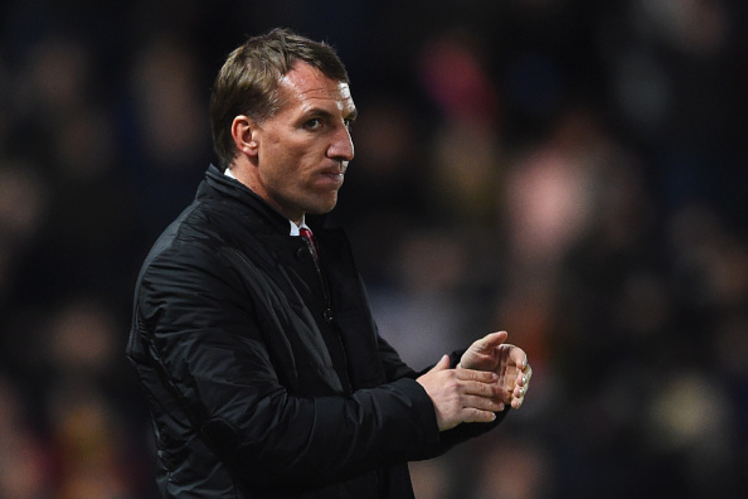 HULL, ENGLAND - APRIL 28:  Brendan Rodgers manager of Liverpool looks thoughtful during the Barclays Premier League match between Hull City and Liverpool at KC Stadium on April 28, 2015 in Hull, England.  (Photo by Laurence Griffiths/Getty Images)