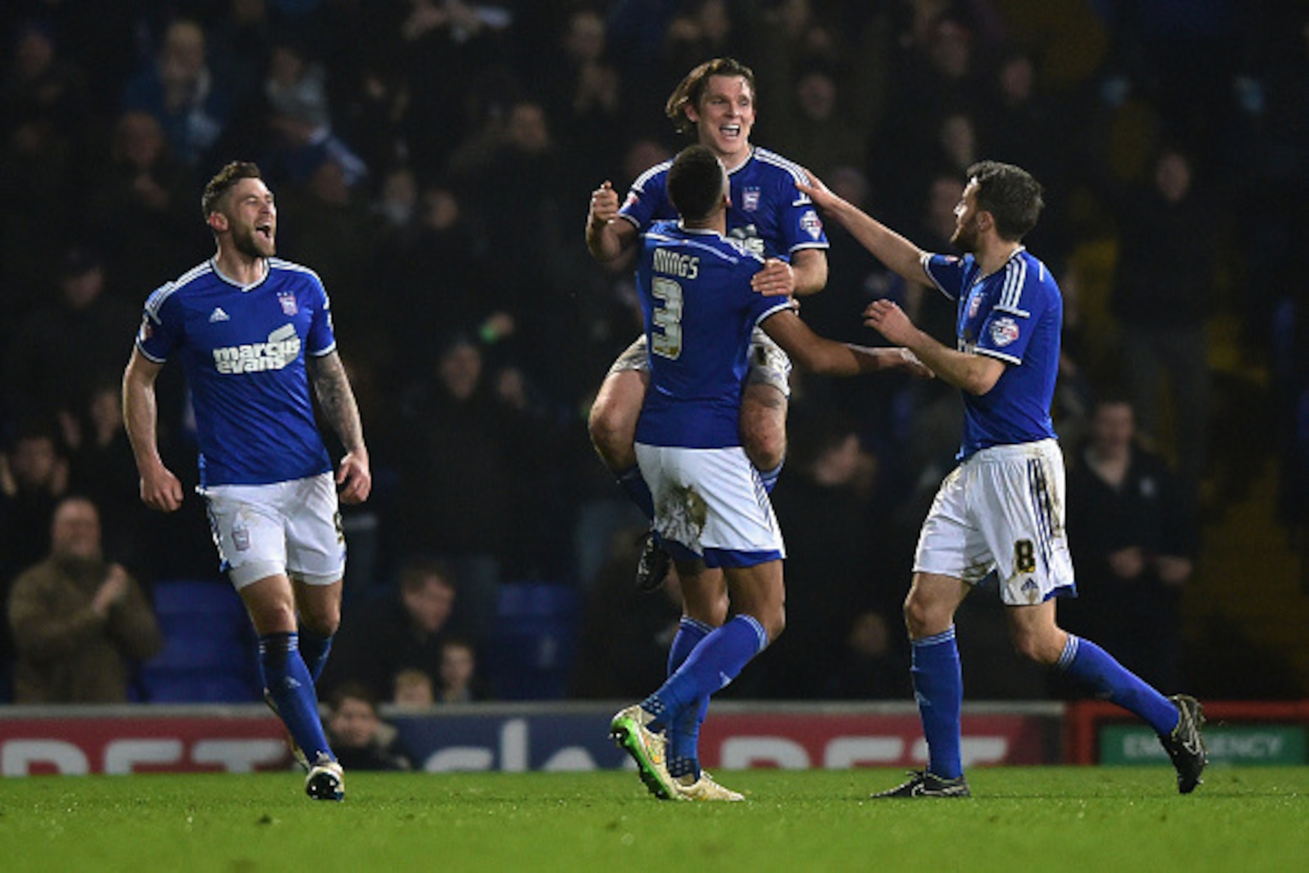 IPSWICH, ENGLAND - MARCH 17:  Jay Tabb of Ipswich Town celebrates his goal during the Sky Bet Championship match between Ipswich Town and Bolton Wanderers at Portman Road on March 17, 2015 in Ipswich, England.  (Photo by Jamie McDonald/Getty Images)