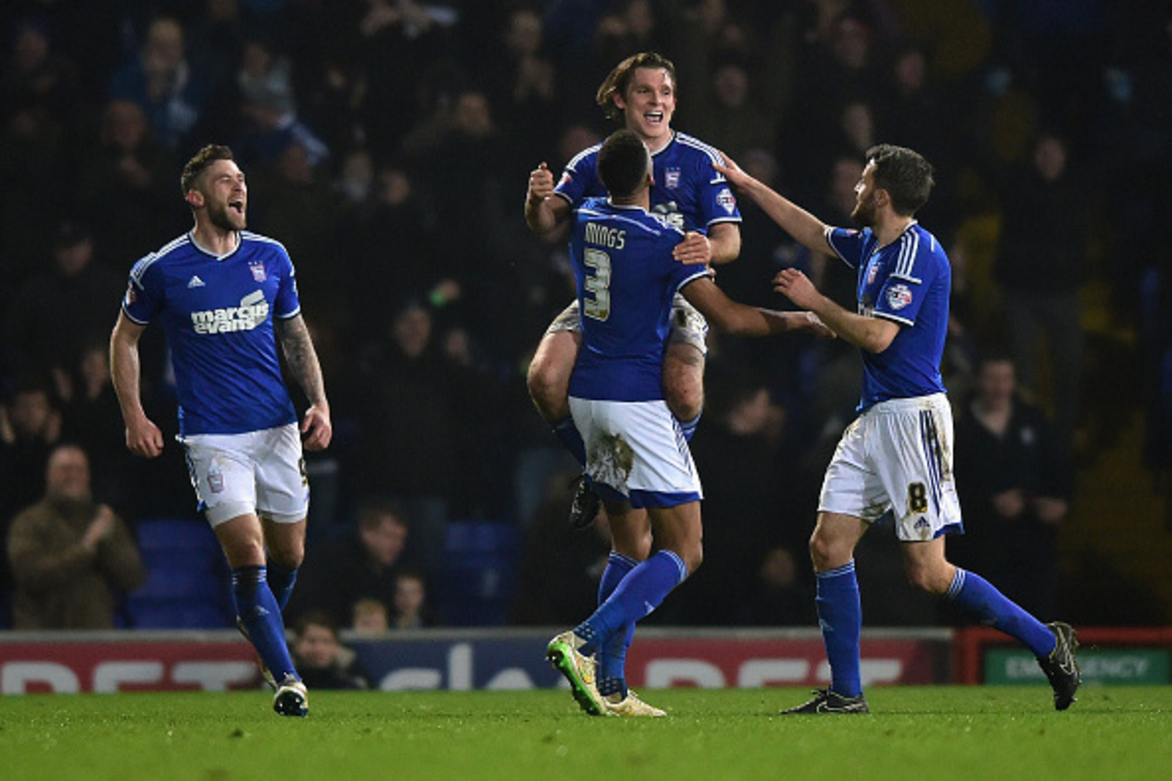 IPSWICH, ENGLAND - MARCH 17:  Jay Tabb of Ipswich Town celebrates his goal during the Sky Bet Championship match between Ipswich Town and Bolton Wanderers at Portman Road on March 17, 2015 in Ipswich, England.  (Photo by Jamie McDonald/Getty Images)