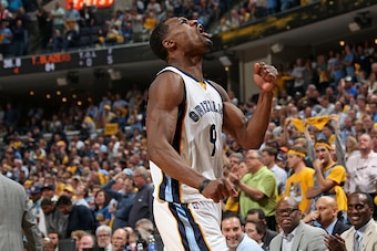 MEMPHIS, TN - APRIL 29:  Tony Allen #9 of the Memphis Grizzlies celebrates during the game against the Portland Trail Blazers in Game Five of the Western Conference Quarterfinals of the NBA Playoffs at FedExForum on April 29, 2015 in Memphis, Tennessee. N