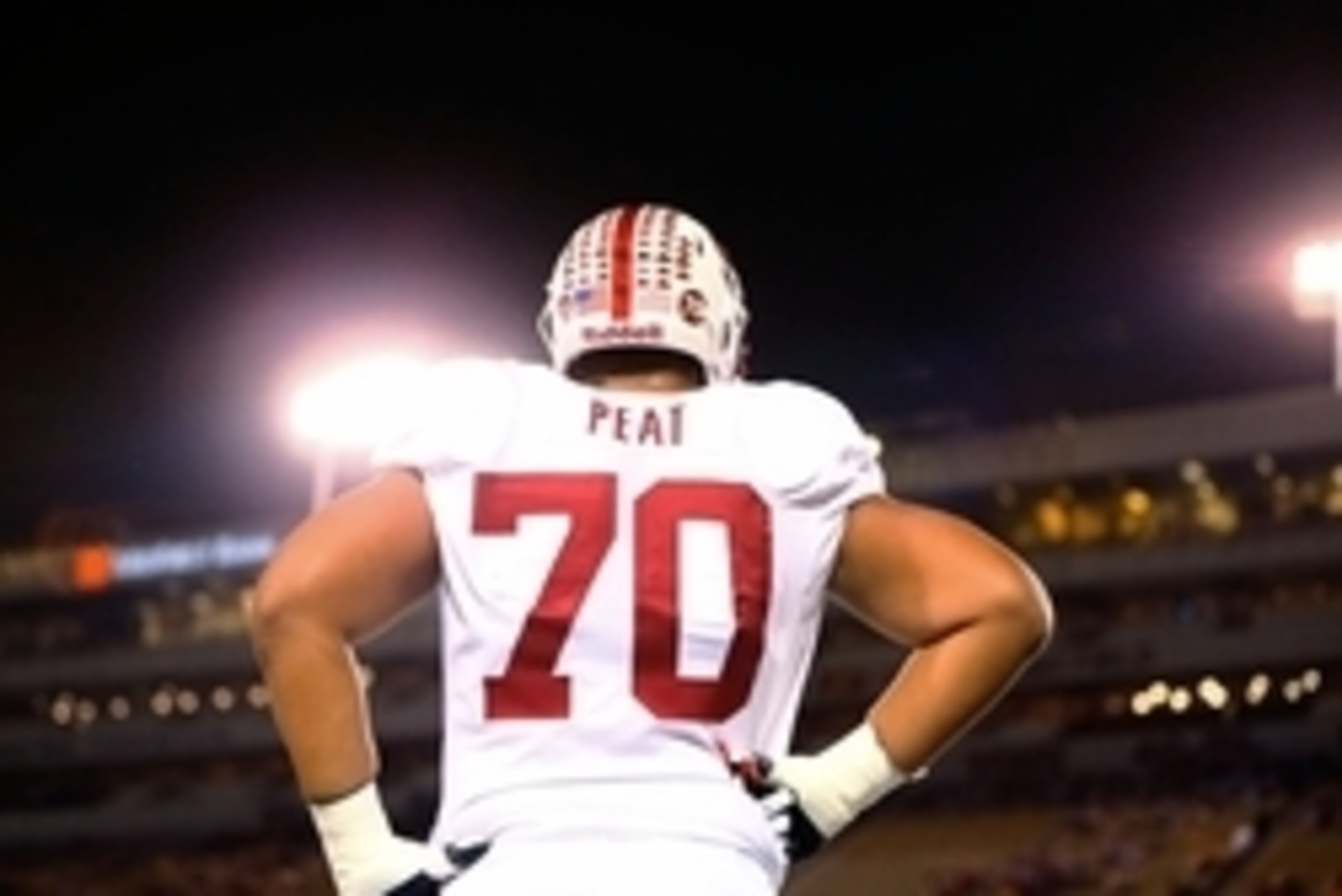 Oct 18, 2014; Tempe, AZ, USA; Stanford Cardinal offensive tackle Andrus Peat (70) against the Arizona State Sun Devils at Sun Devil Stadium. The Sun Devils defeated the Cardinal 26-10. Mandatory Credit: Mark J. Rebilas-USA TODAY Sports Oct 18, 2014; Tempe, AZ, USA; Stanford Cardinal offensive tackle Andrus Peat (70) against the Arizona State Sun Devils at Sun Devil Stadium. The Sun Devils defeated the Cardinal 26-10. Mandatory Credit: Mark J. Rebilas-USA TODAY Sports