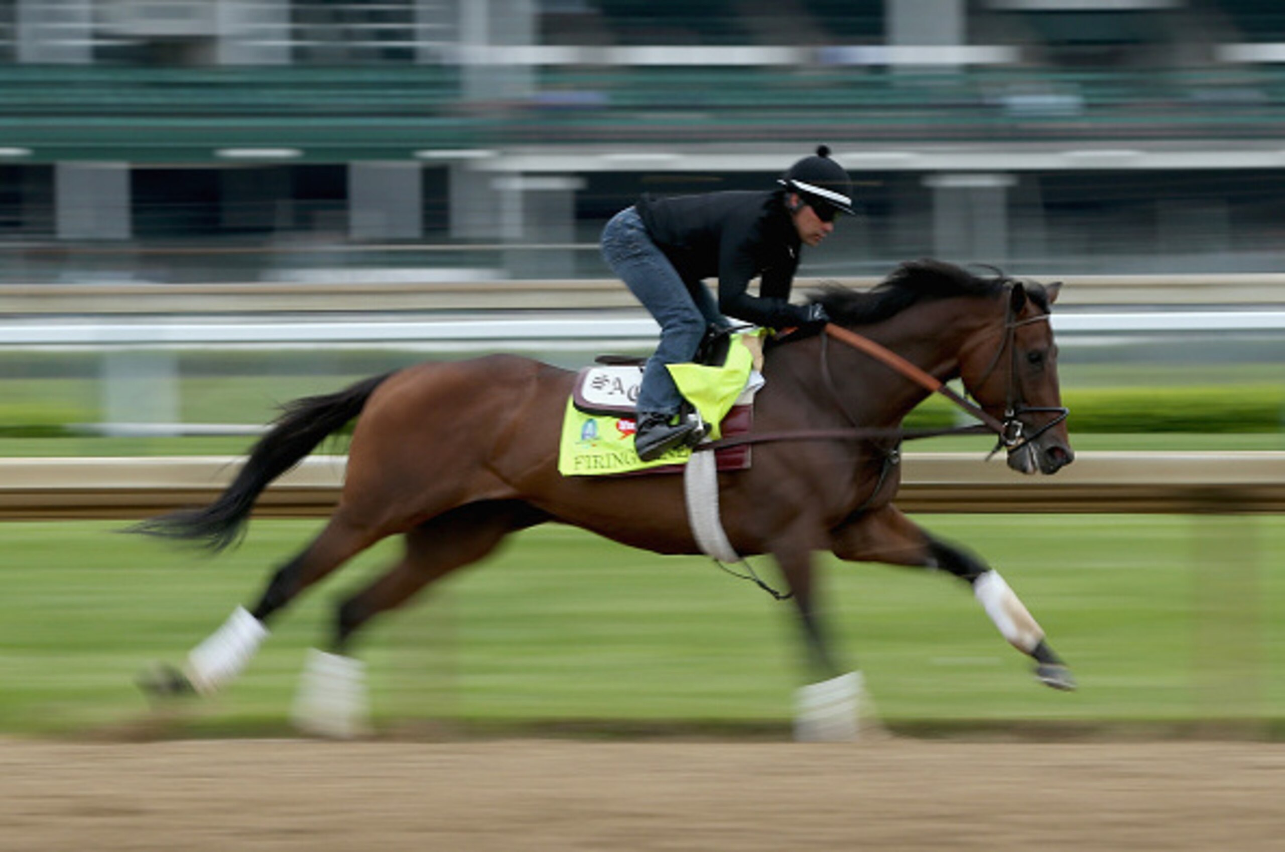 LOUISVILLE, KY - APRIL 30: Firing Line runs on the track during the morning training for the Kentucky Derby at Churchill Downs on April 30, 2015 in Louisville, Kentucky. (Photo by Andy Lyons/Getty Images) LOUISVILLE, KY - APRIL 30: Firing Line runs on the track during the morning training for the Kentucky Derby at Churchill Downs on April 30, 2015 in Louisville, Kentucky. (Photo by Andy Lyons/Getty Images)