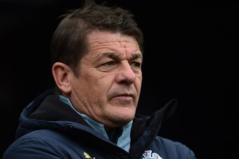 NEWCASTLE UPON TYNE, ENGLAND - APRIL 25 : Newcastle United manager John Carver looks on during the Barclays Premier League match between Newcastle United and Swansea City at St James' Park on April 25, 2015 in Newcastle upon Tyne, England. (Photo by Mark 