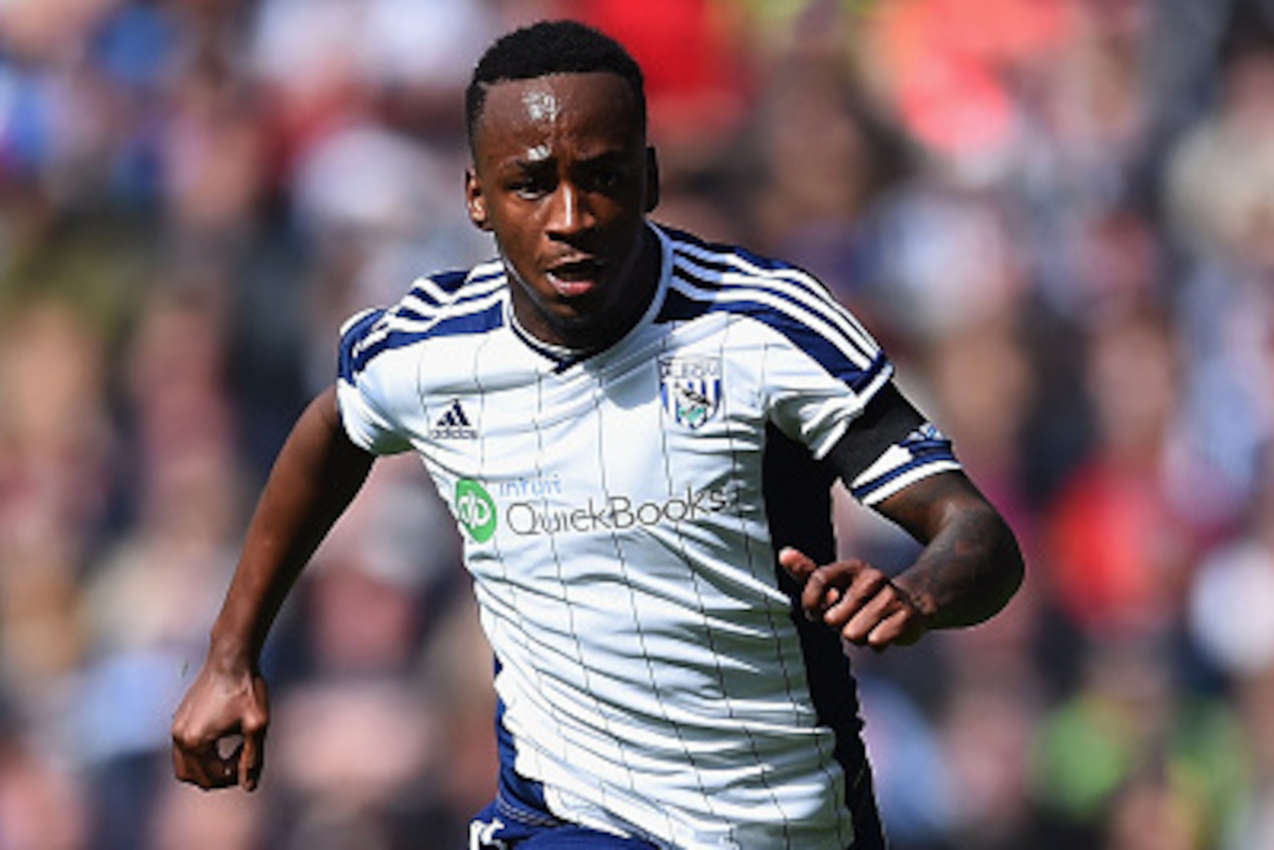 WEST BROMWICH, ENGLAND - APRIL 25: Saido Berahino of West Bromwich Albion in action during the Barclays Premier League match between West Bromwich Albion and Liverpool at The Hawthorns on April 25, 2015 in West Bromwich, England. (Photo by Laurence Griff WEST BROMWICH, ENGLAND - APRIL 25: Saido Berahino of West Bromwich Albion in action during the Barclays Premier League match between West Bromwich Albion and Liverpool at The Hawthorns on April 25, 2015 in West Bromwich, England. (Photo by Laurence Griff