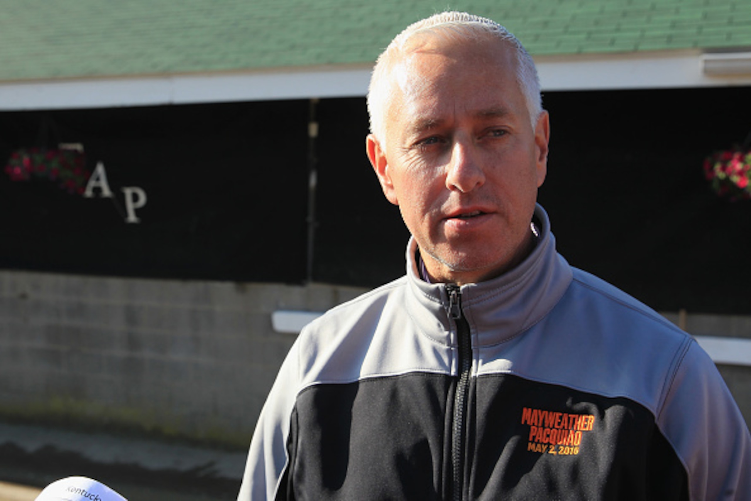 LOUISVILLE, KY - APRIL 29: Todd Pletcher the trainer of Carpe Diem, Itsaknockout, Materiality and Stanford talks to the media during the morning training for the kentucky Derby at Churchill Downs on April 29, 2015 in Louisville, Kentucky. (Photo by Andy LOUISVILLE, KY - APRIL 29: Todd Pletcher the trainer of Carpe Diem, Itsaknockout, Materiality and Stanford talks to the media during the morning training for the kentucky Derby at Churchill Downs on April 29, 2015 in Louisville, Kentucky. (Photo by Andy
