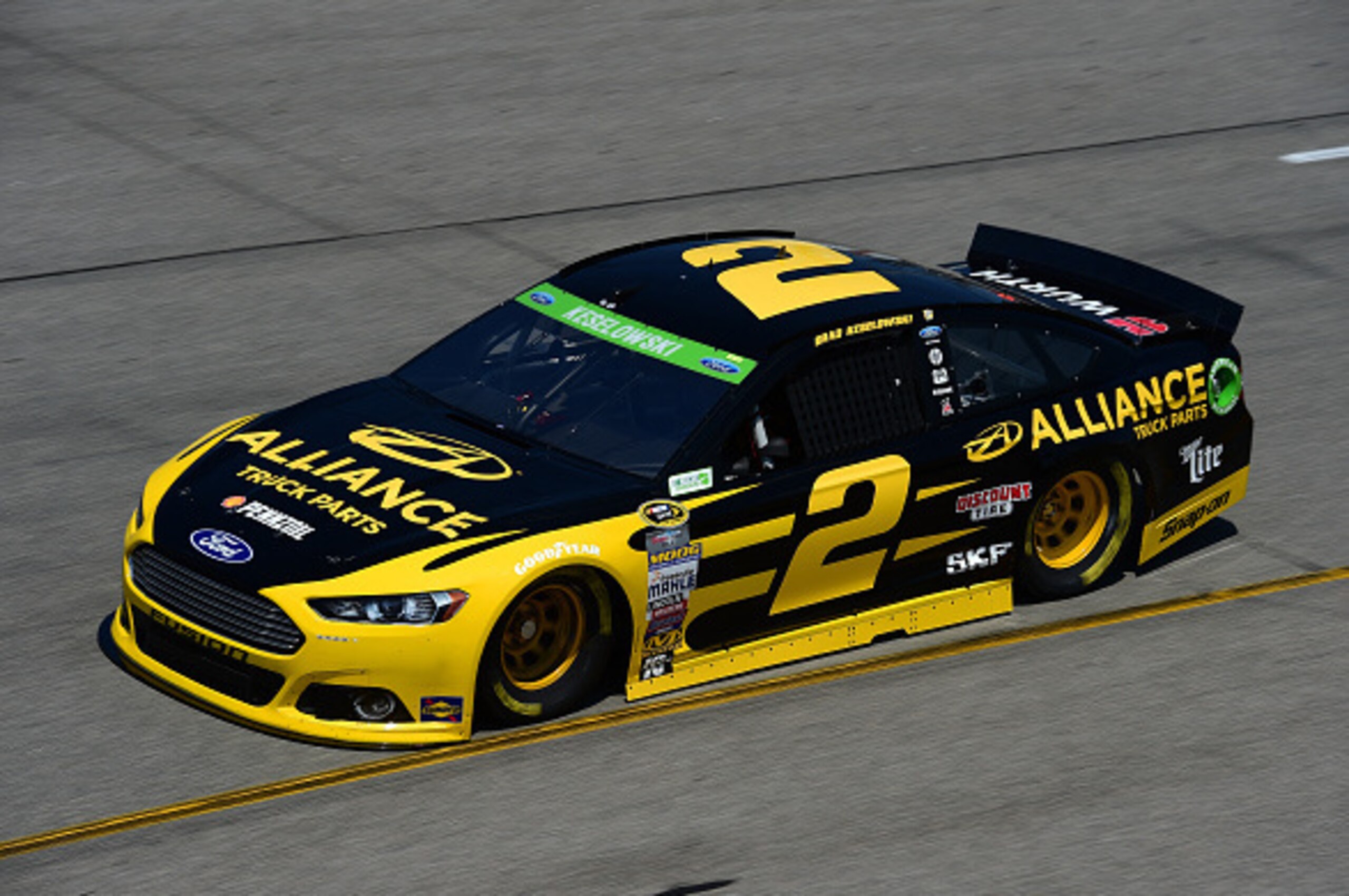 RICHMOND, VA - APRIL 24: Brad Keselowski, driver of the #2 Alliance Truck Parts Ford, practices for the NASCAR Sprint Cup Series Toyota Owners 400 at Richmond International Raceway on April 24, 2015 in Richmond, Virginia.  (Photo by Jared C. Tilton/Getty 