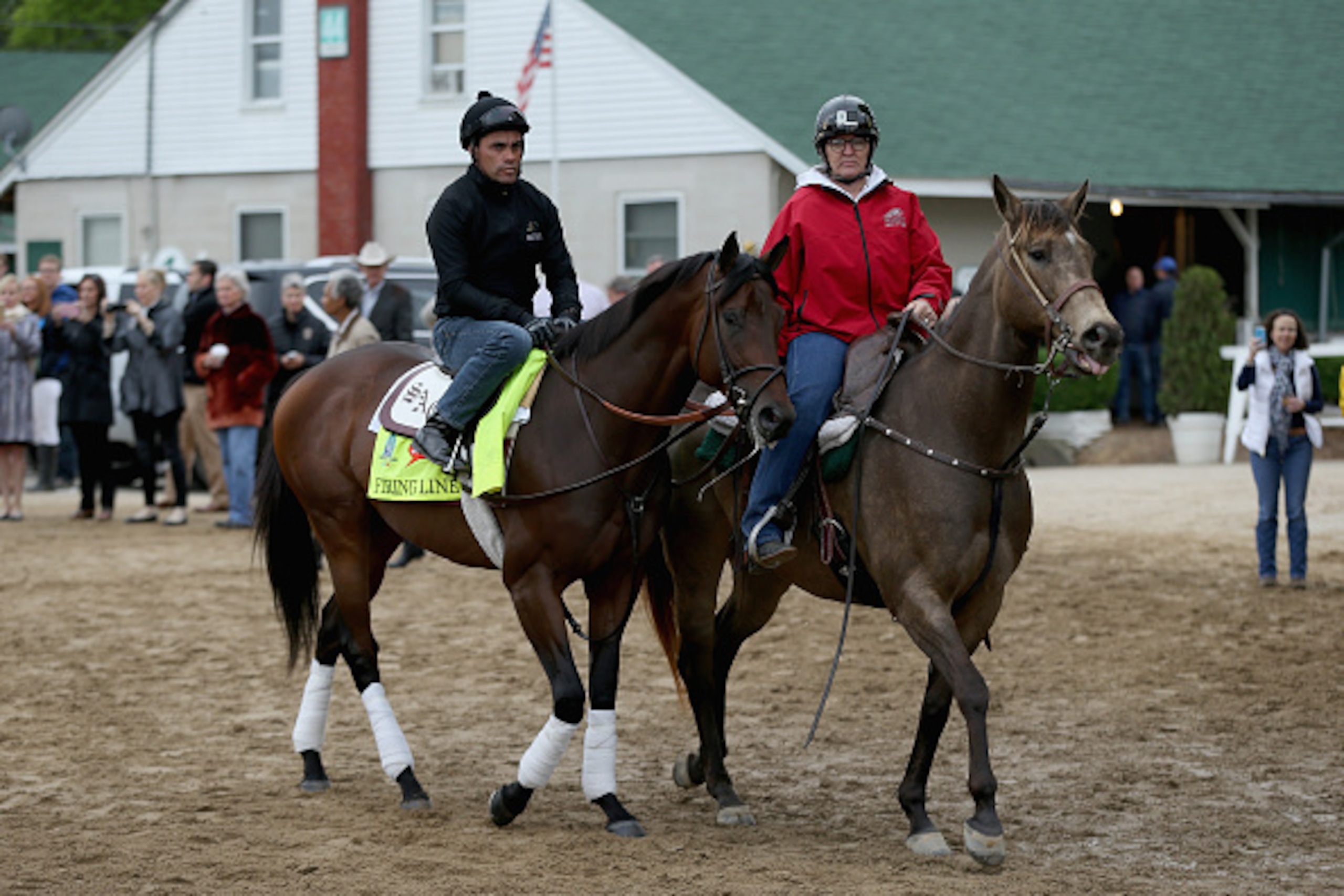 LOUISVILLE, KY - APRIL 30:  Firing Line walks to the track during the morning training for the Kentucky Derby at Churchill Downs on April 30, 2015 in Louisville, Kentucky.  (Photo by Andy Lyons/Getty Images)