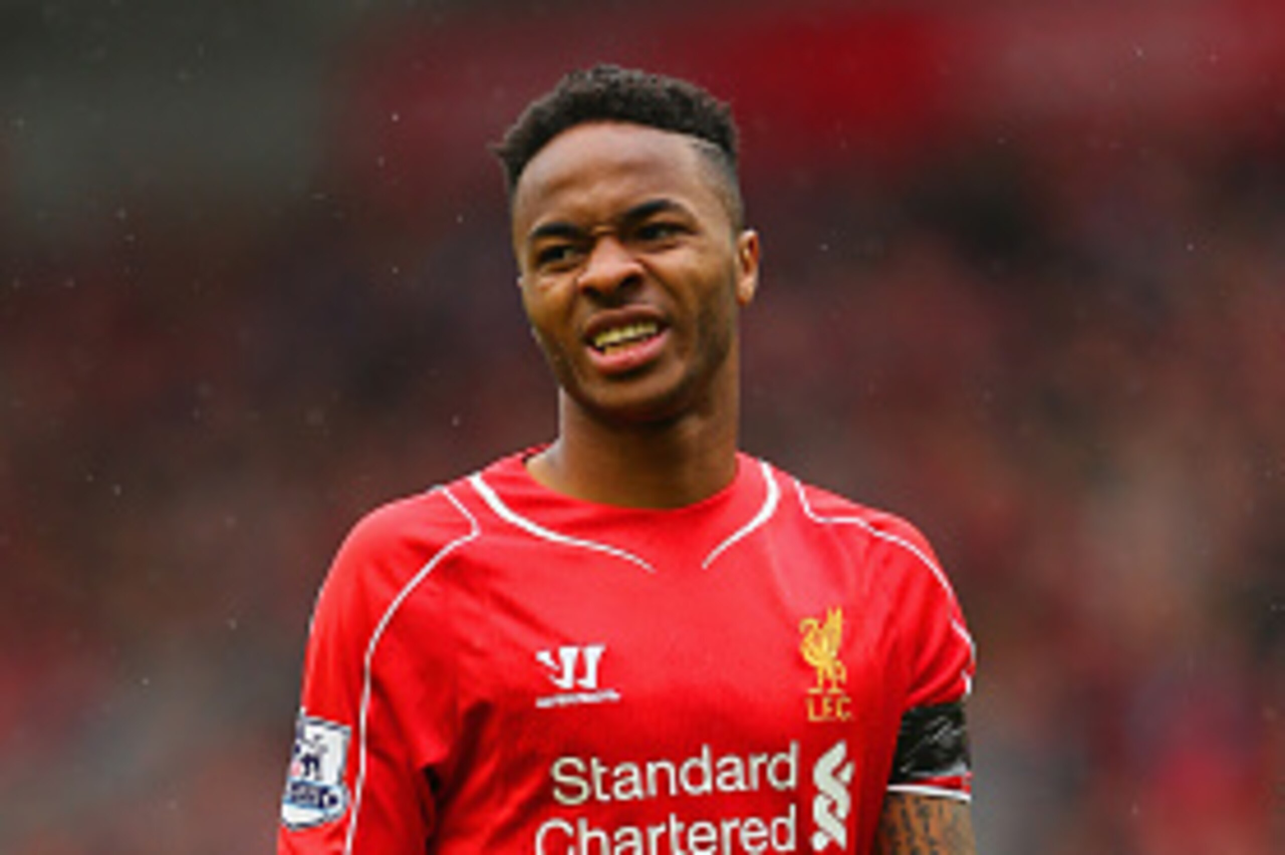 LIVERPOOL, ENGLAND - MAY 02:  Raheem Sterling of Liverpool in actoin during the Barclays Premier League match between Liverpool and Queens Park Rangers at Anfield on May 2, 2015 in Liverpool, England.  (Photo by Alex Livesey/Getty Images)