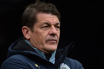 NEWCASTLE UPON TYNE, ENGLAND - APRIL 25 : Newcastle United manager John Carver looks on during the Barclays Premier League match between Newcastle United and Swansea City at St James' Park on April 25, 2015 in Newcastle upon Tyne, England. (Photo by Mark 