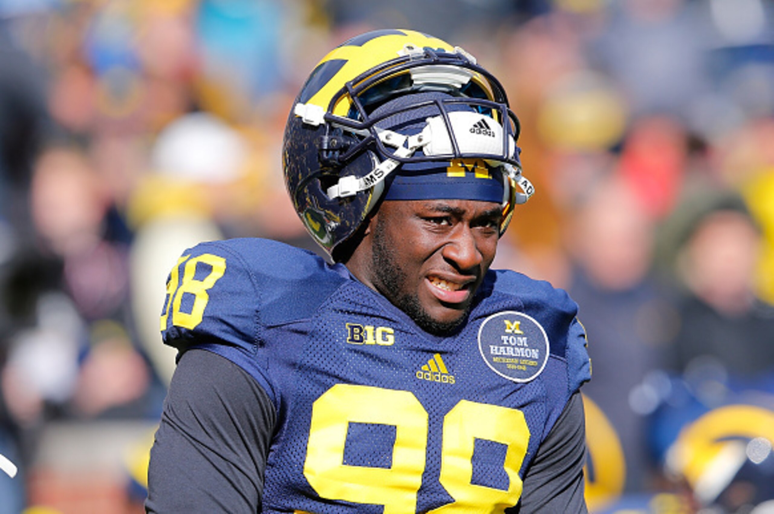 ANN ARBOR, MI - NOVEMBER 1: Devin Gardner #98 of the Michigan Wolverines warms up prior to the start of the game against Indiana Hoosiers at Michigan Stadium on November 1 , 2014 in Ann Arbor, Michigan. (Photo by Leon Halip/Getty Images)