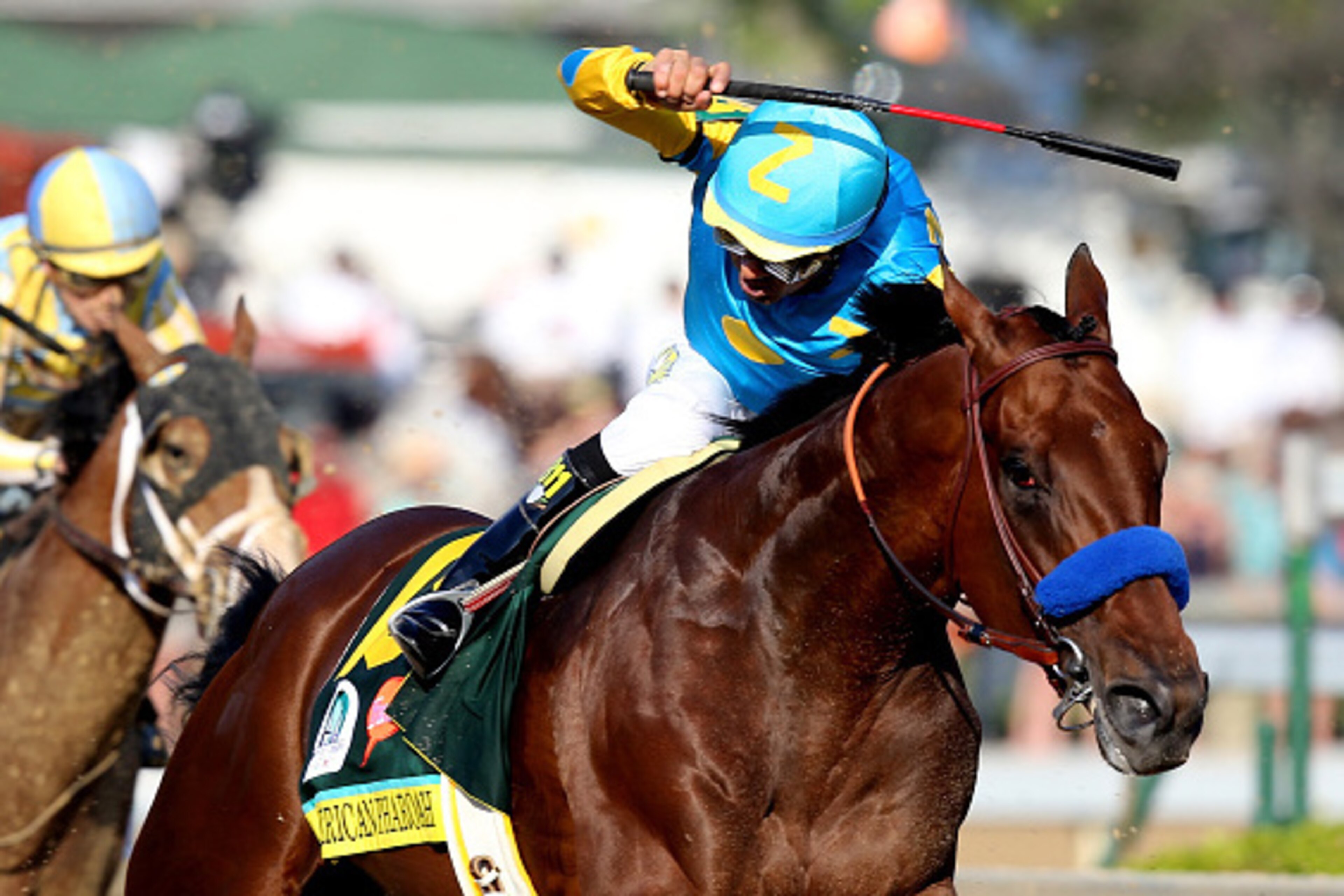 LOUISVILLE, KY - MAY 02: American Pharoah #18, ridden by Victor Espinoza, comes out of turn 4 during the 141st running of the Kentucky Derby at Churchill Downs on May 2, 2015 in Louisville, Kentucky. (Photo by Andy Lyons/Getty Images) LOUISVILLE, KY - MAY 02: American Pharoah #18, ridden by Victor Espinoza, comes out of turn 4 during the 141st running of the Kentucky Derby at Churchill Downs on May 2, 2015 in Louisville, Kentucky. (Photo by Andy Lyons/Getty Images)