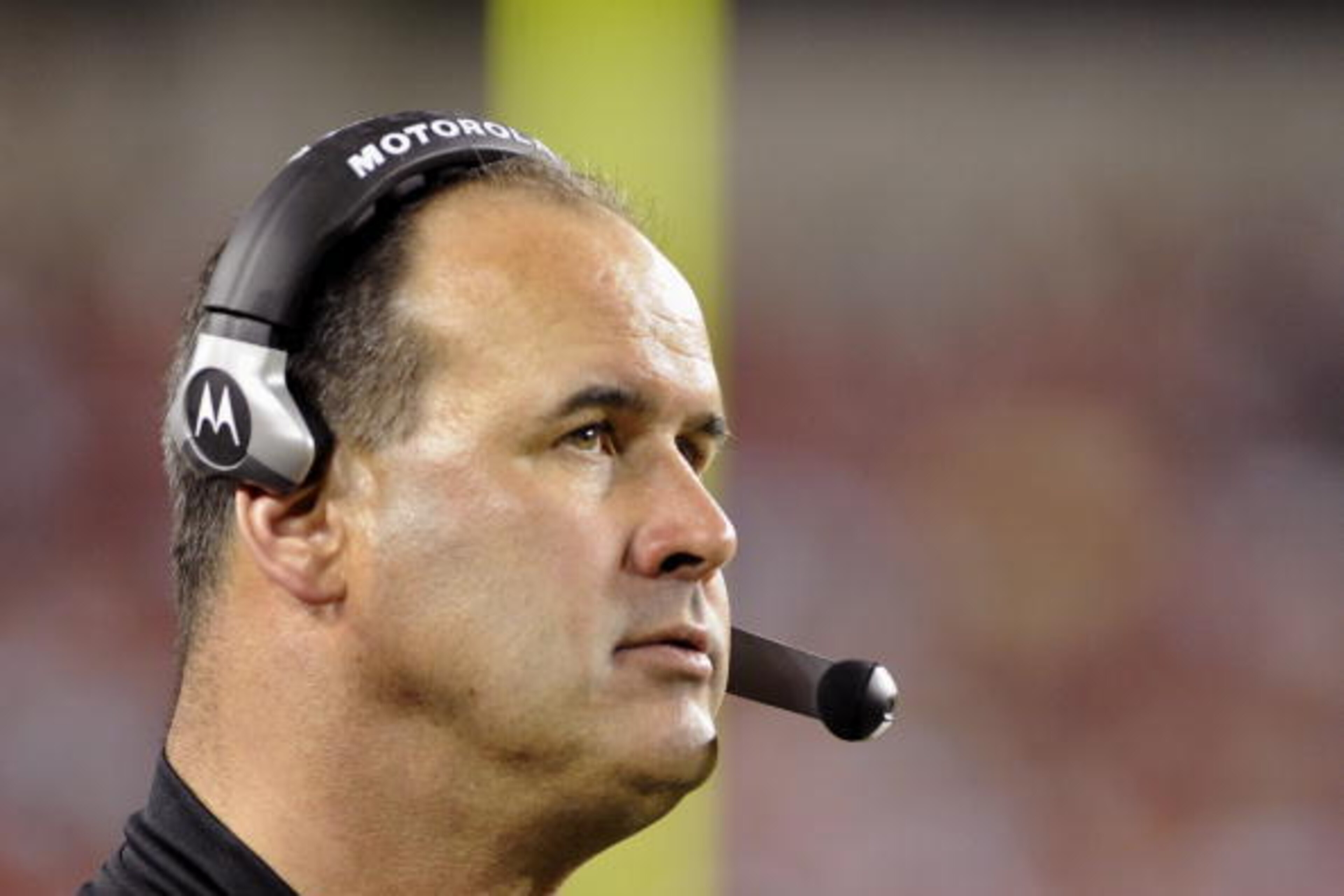 TAMPA, FL - AUGUST 23: Assistant head coach Mike Tice of the Jacksonville Jaguars watches play against the Tampa Bay Buccaneers at Raymond James Stadium on August 23, 2008 in Tampa, Florida.   (Photo by Al Messerschmidt/Getty Images)