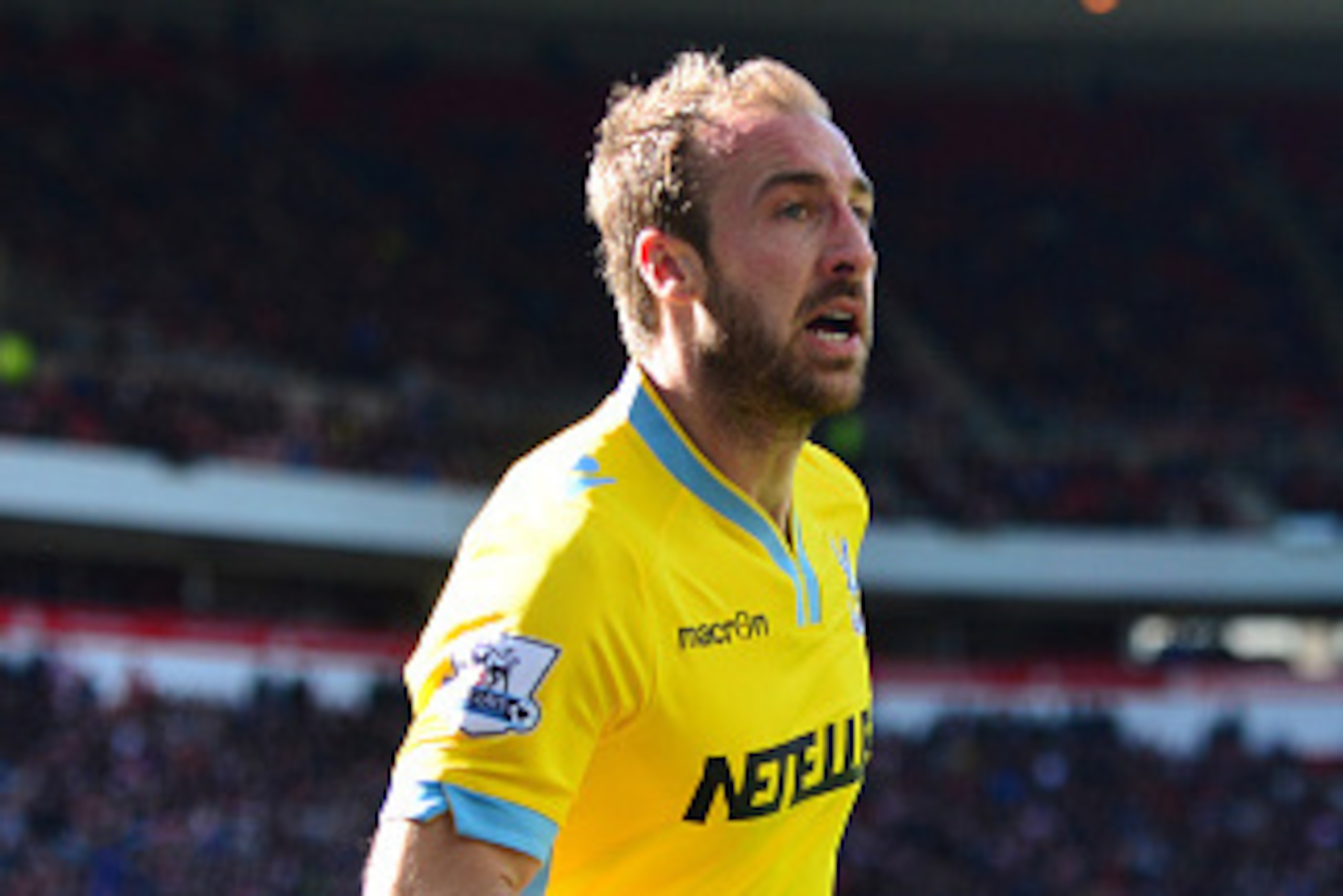 SUNDERLAND, ENGLAND - APRIL 11 : Glenn Murray of Crystal Palace celebrates after scoring in the second half during the Barclays Premier League match between Sunderland and Crystal Palace at Stadium of Light on April 11, 2015 in Sunderland, England. (Photo