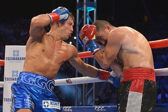 LOS ANGELES, CA - OCTOBER 18:  Gennady Gennadyevich Golovkin of Kazakhstan throws a punch against Marco Antonio Rubio of Mexico in the second round the WBC Interim Middleweight Title bout at StubHub Center on October 18, 2014 in Los Angeles, California.  