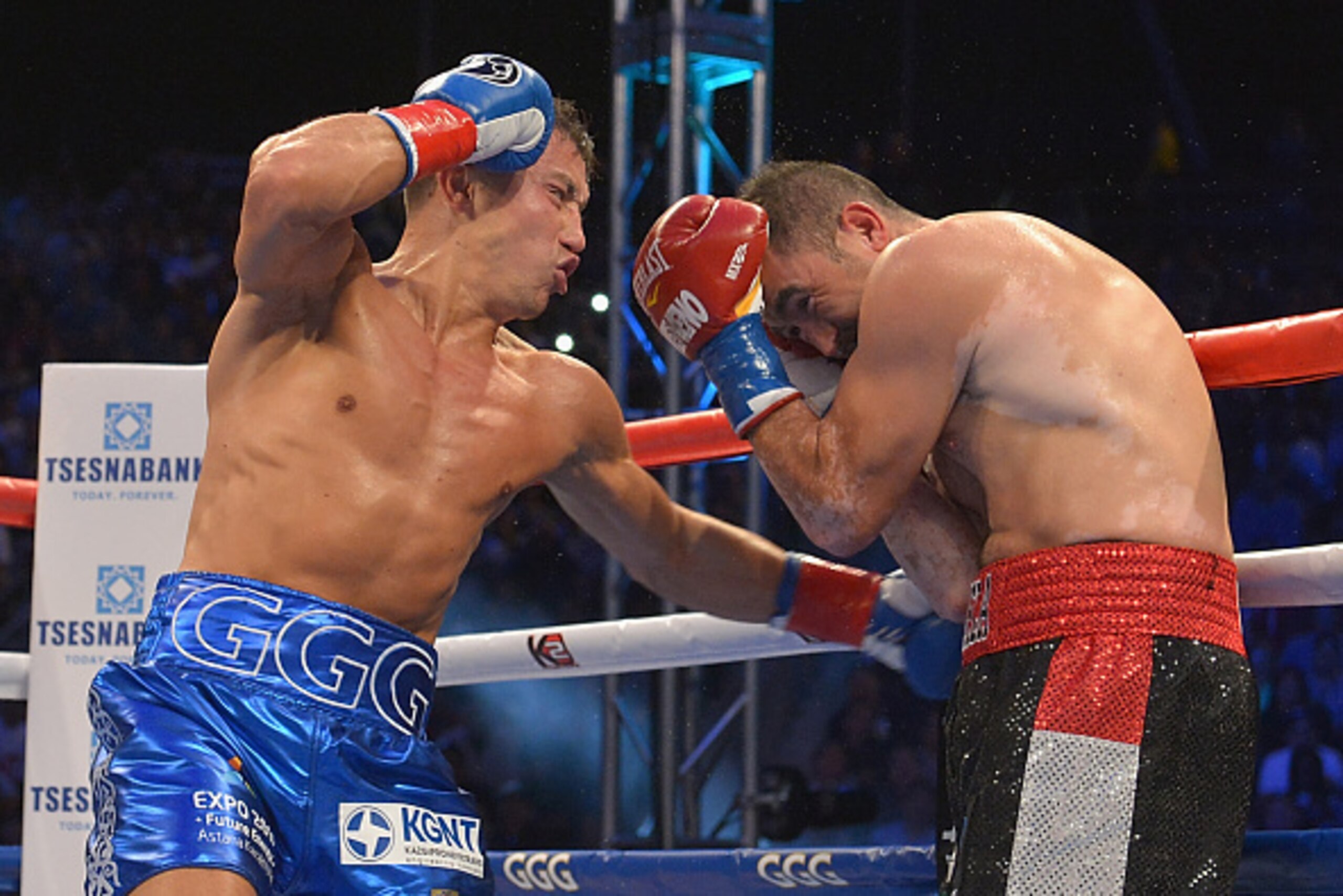 LOS ANGELES, CA - OCTOBER 18:  Gennady Gennadyevich Golovkin of Kazakhstan throws a punch against Marco Antonio Rubio of Mexico in the second round the WBC Interim Middleweight Title bout at StubHub Center on October 18, 2014 in Los Angeles, California.  