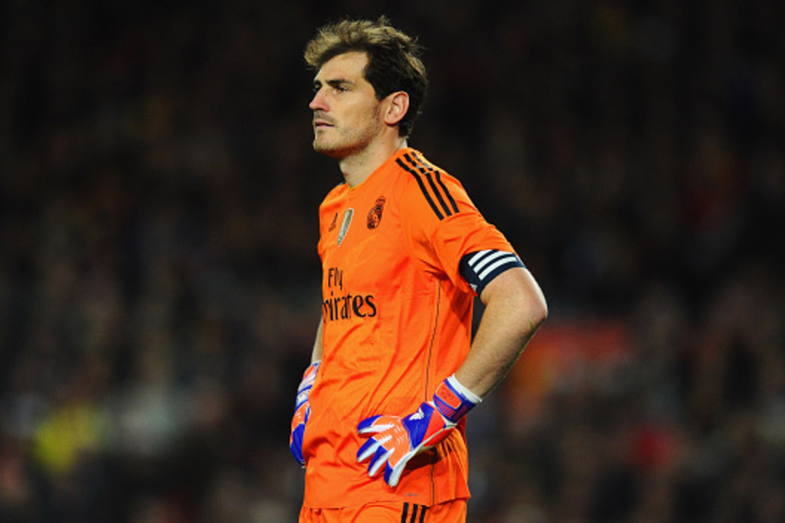 BARCELONA, SPAIN - MARCH 22:  Iker Casillas of Real Madrid CF reacts during the La Liga match between FC Barcelona and Real Madrid CF at Camp Nou on March 22, 2015 in Barcelona, Spain.  (Photo by David Ramos/Getty Images)