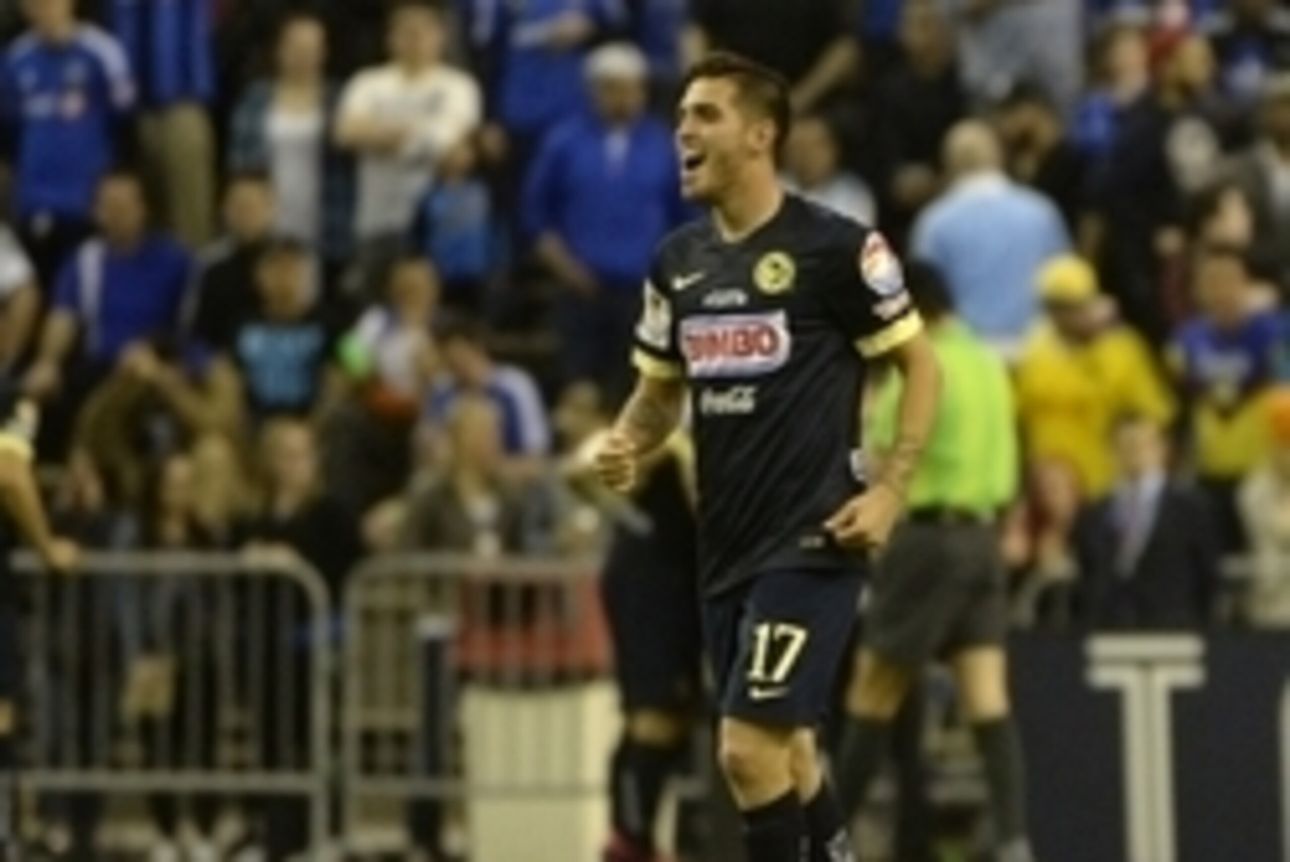 Apr 29, 2015; Montreal, Quebec, Canada; Club America defender Ventura Alvarado (17) reacts after a teammate scored a goal against the Montreal Impact during the second half of the second leg of the CONCACAF Champions League final at Olympic Stadium. Manda