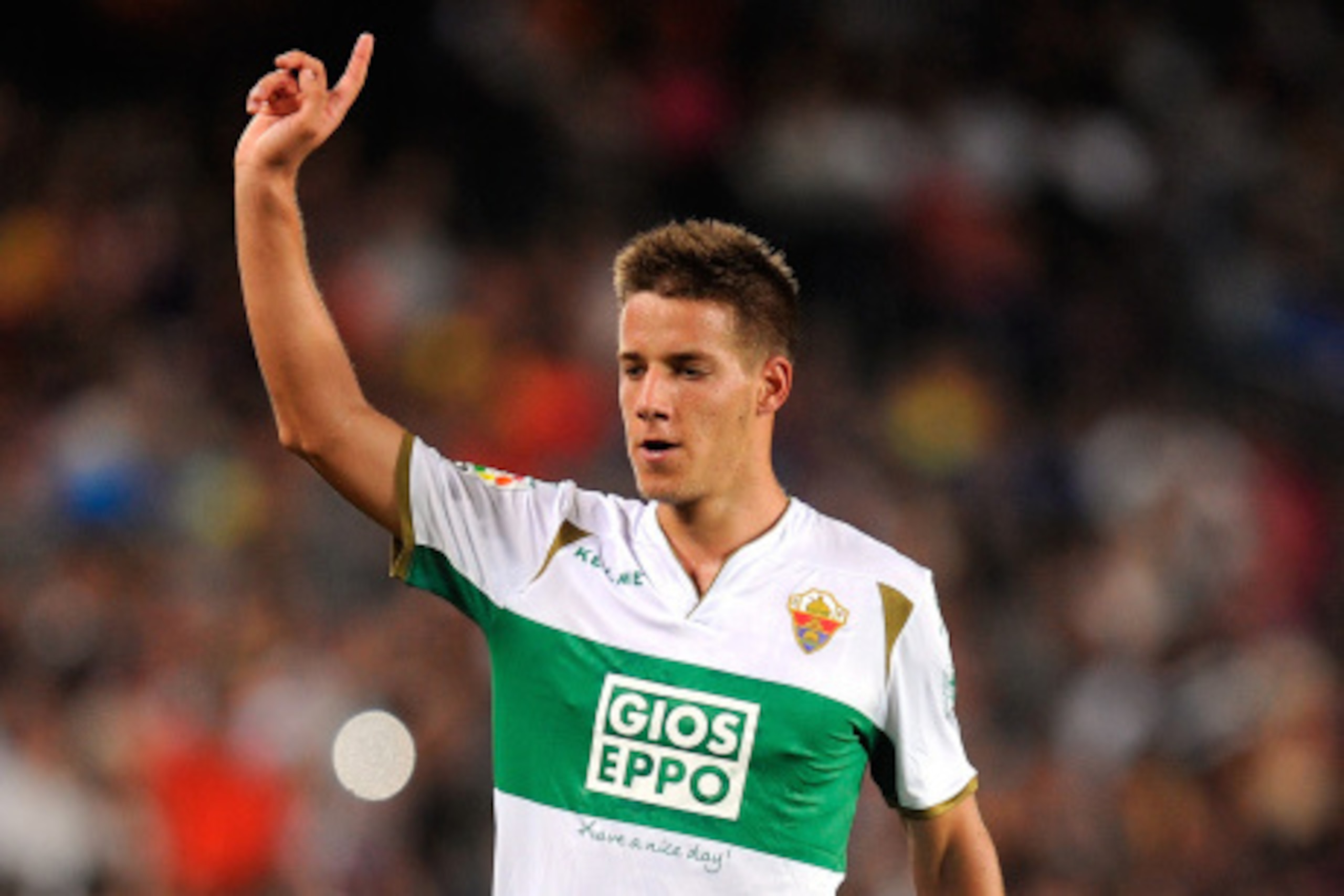 BARCELONA, SPAIN - AUGUST 24:  Mario Pasalic of Elche FC reacts during the La Liga match between FC Barcelona and Elche FC at Camp Nou stadium on August 24, 2014 in Barcelona, Spain.  (Photo by Denis Doyle/Getty Images)