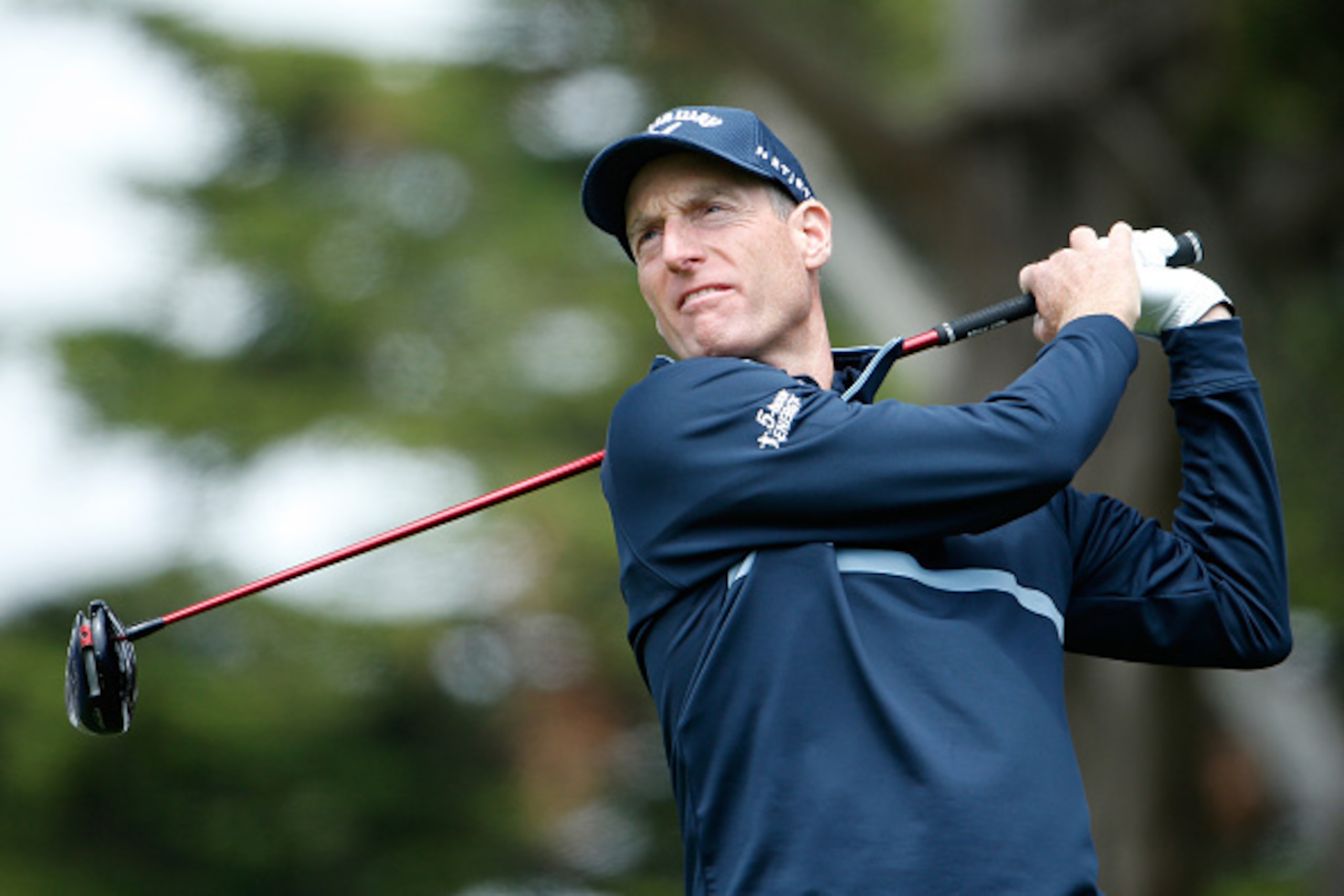 SAN FRANCISCO, CA - MAY 03:  Jim Furyk hits his tee shot on the sixth hole during his consolation match in the World Golf Championships Cadillac Match Play at TPC Harding Park on May 3, 2015 in San Francisco, California.  (Photo by Christian Petersen/Gett