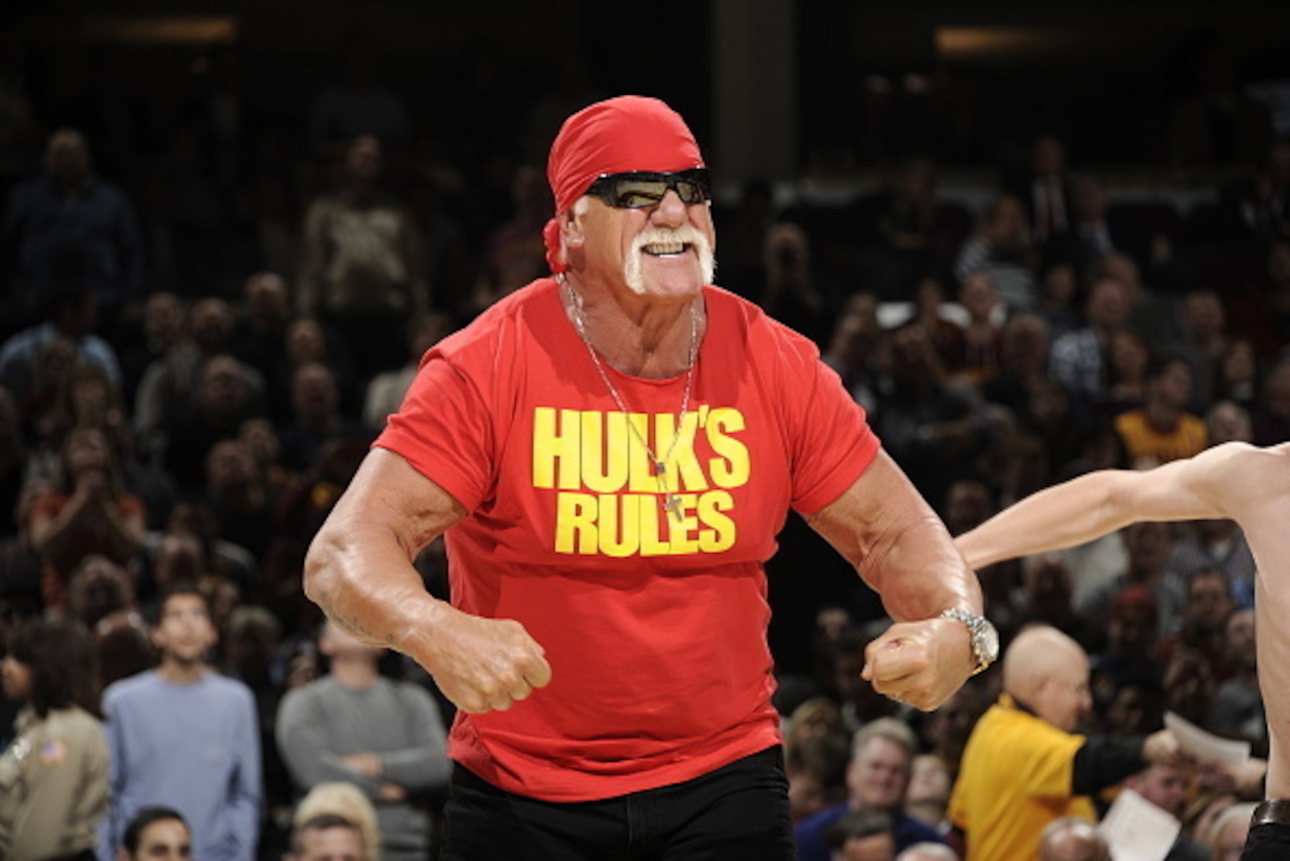 CLEVELAND, OH - NOVEMBER 19: Hulk Hogan attends the game between the Cleveland Cavaliers and the San Antonio Spurs on November 19, 2014 at Quicken Loans Arena in Cleveland, Ohio. NOTE TO USER: User expressly acknowledges and agrees that, by downloading an