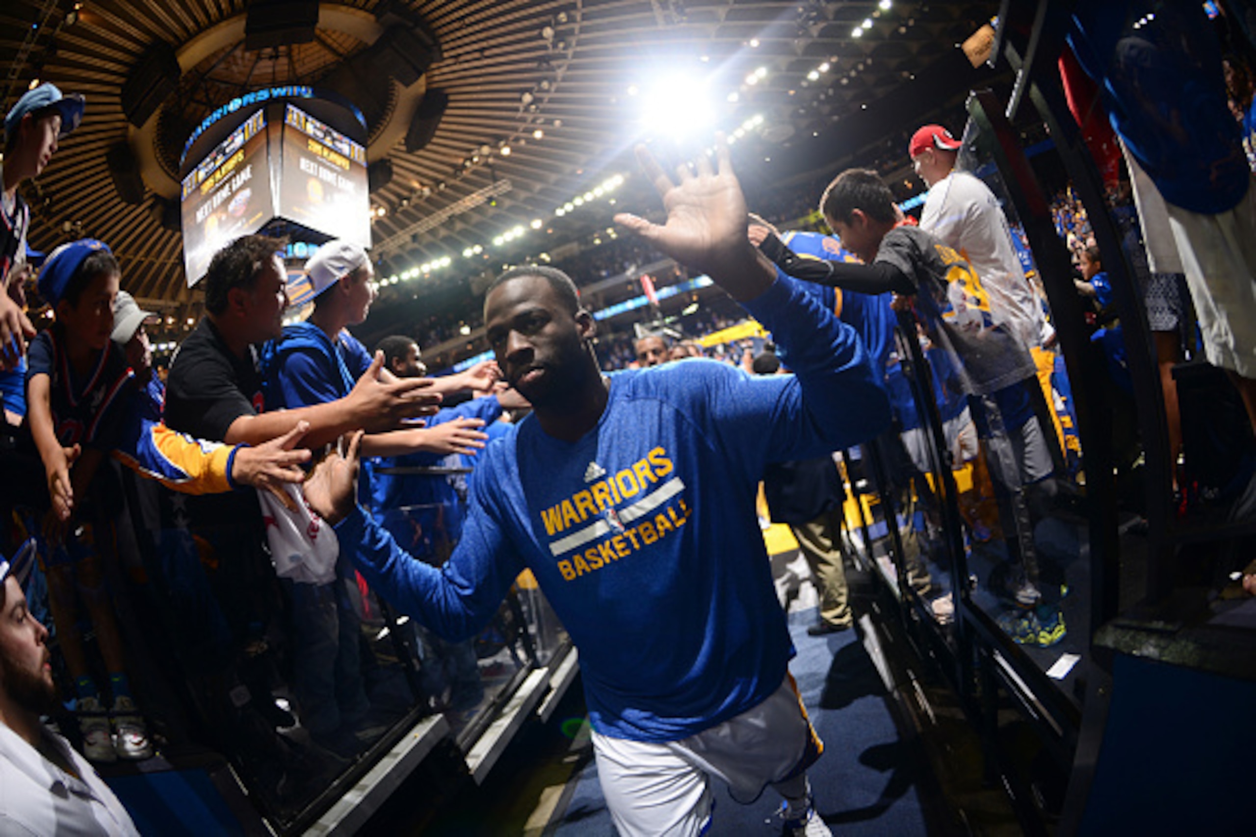 OAKLAND, CA - APRIL 15: Draymond Green #23 of the Golden State Warriors leaves the court after a game against the Denver Nuggets on April 15, 2015 at Oracle Arena in Oakland, California. NOTE TO USER: User expressly acknowledges and agrees that, by downlo