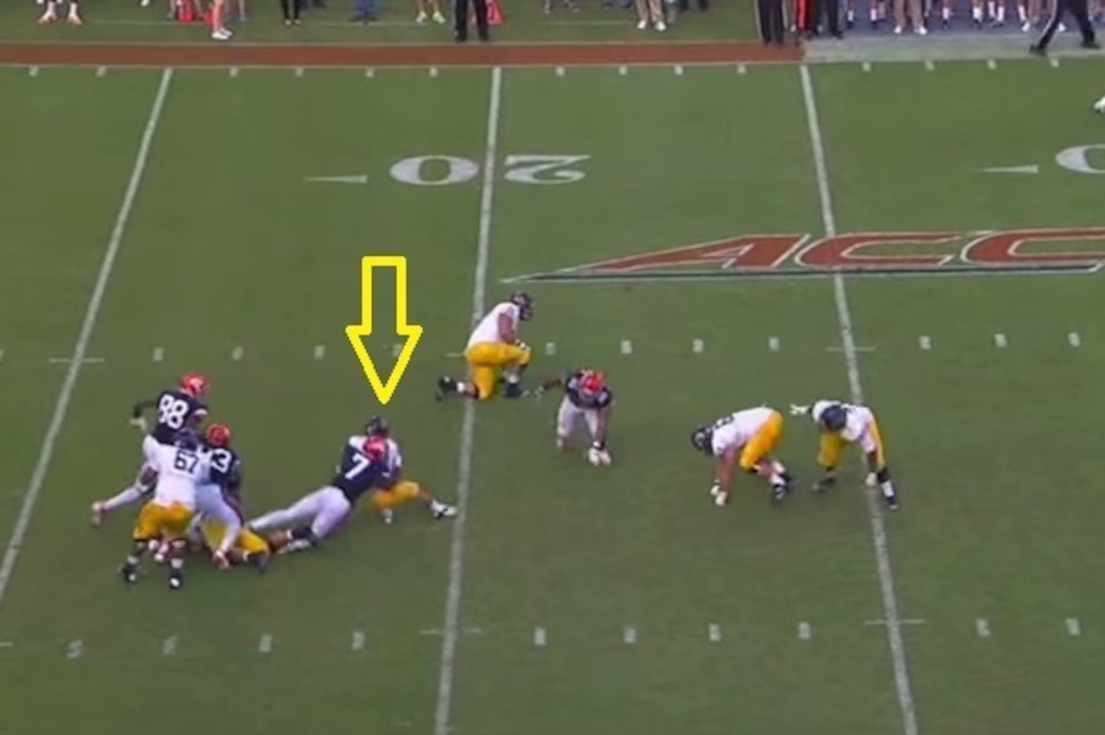 Harold's speed negates the move up in the pocket, which results in the sack. Harold's speed negates the move up in the pocket, which results in the sack.