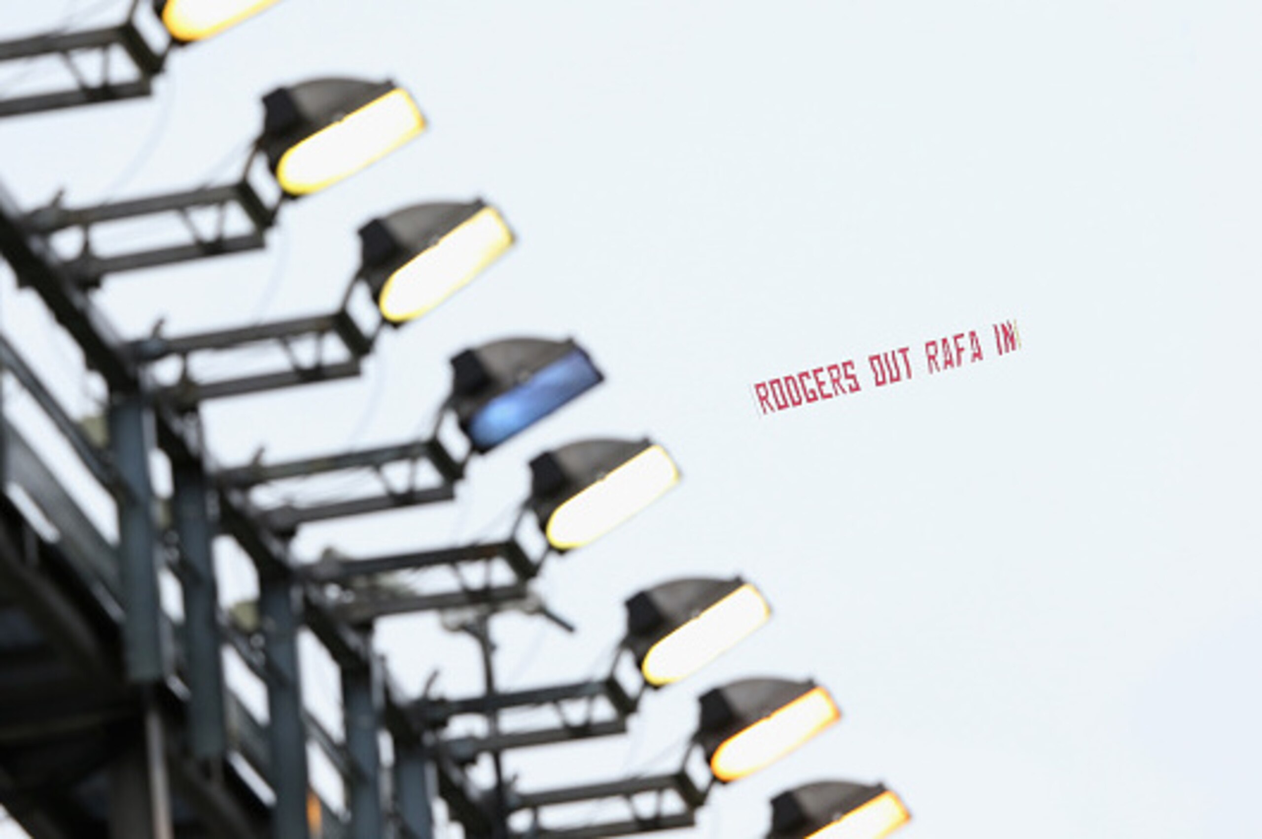 LIVERPOOL, ENGLAND - MAY 02: A message for Brendan Rodgers, manager of Liverpool is flown over the ground during the Barclays Premier League match between Liverpool and Queens Park Rangers at Anfield on May 2, 2015 in Liverpool, England. (Photo by Alex L LIVERPOOL, ENGLAND - MAY 02: A message for Brendan Rodgers, manager of Liverpool is flown over the ground during the Barclays Premier League match between Liverpool and Queens Park Rangers at Anfield on May 2, 2015 in Liverpool, England. (Photo by Alex L