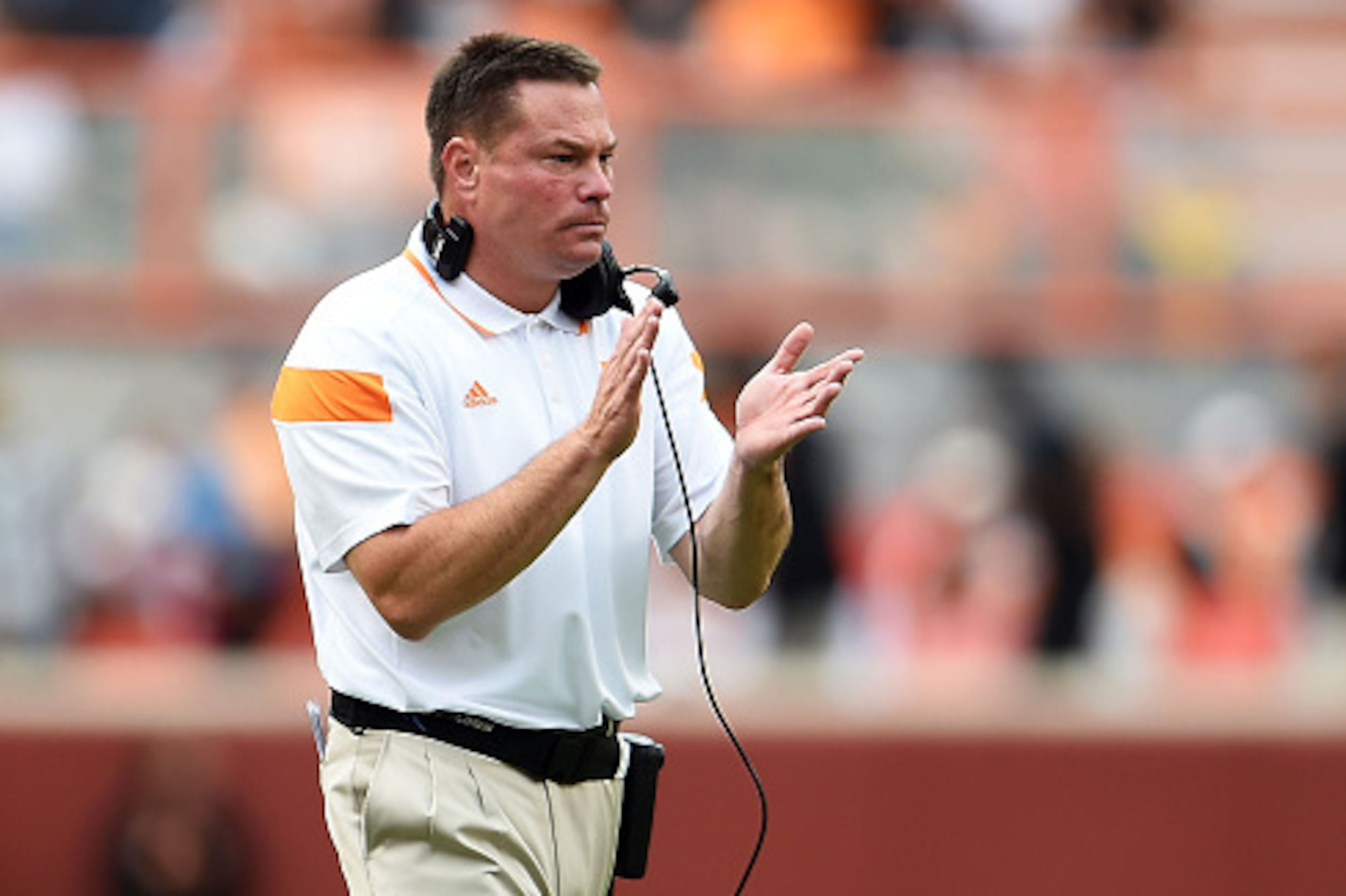 KNOXVILLE, TN - OCTOBER 11:  Head coach Butch Jones of the Tennessee Volunteers watches the action during a game against the Chattanooga Mocs at Neyland Stadium on October 11, 2014 in Knoxville, Tennessee.  (Photo by Stacy Revere/Getty Images)