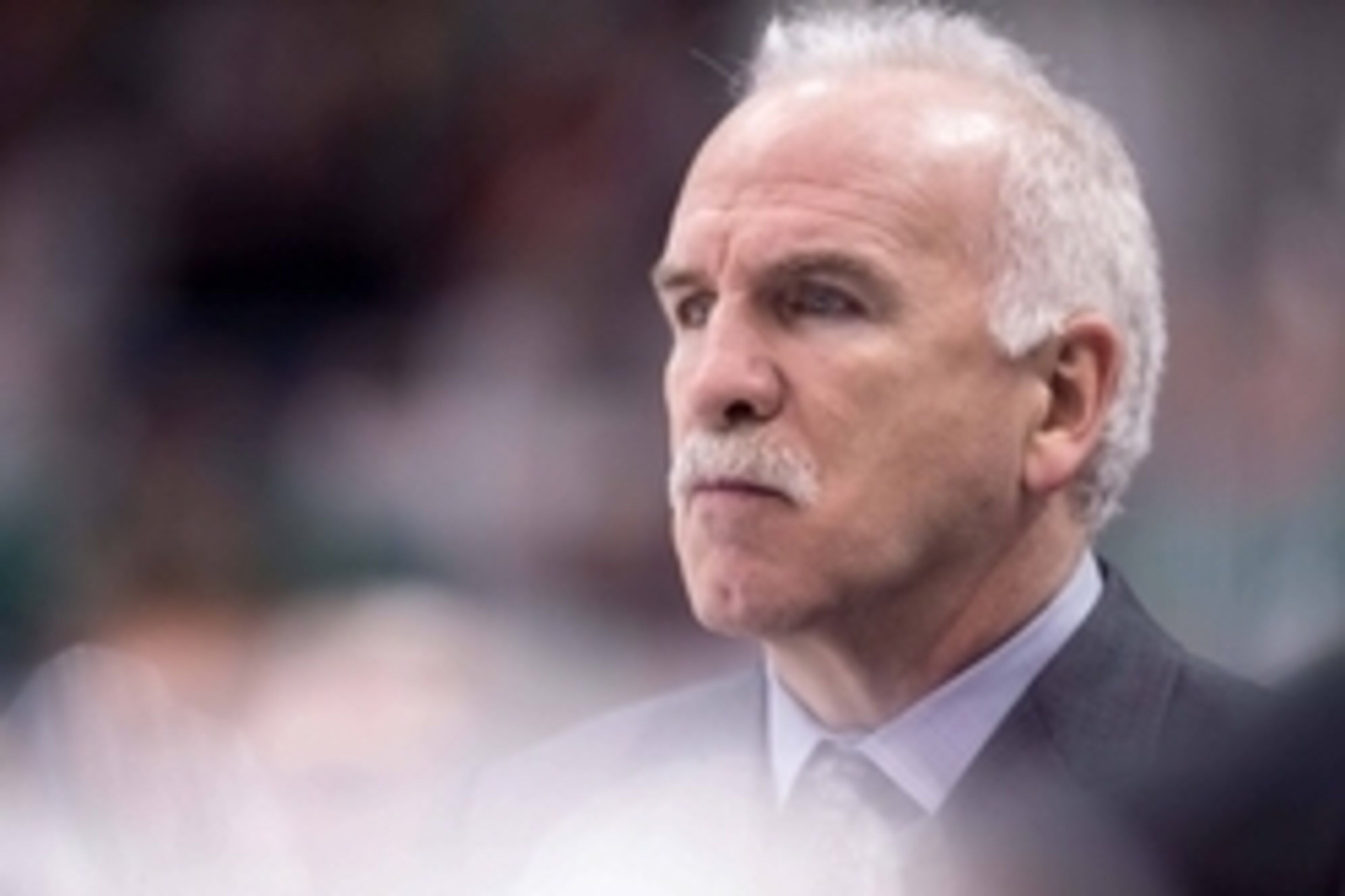 Mar 21, 2015; Dallas, TX, USA; Chicago Blackhawks head coach Joel Quenneville watches his team take on the Dallas Stars at the American Airlines Center. The Stars shut out the Blackhawks 4-0. Mandatory Credit: Jerome Miron-USA TODAY Sports