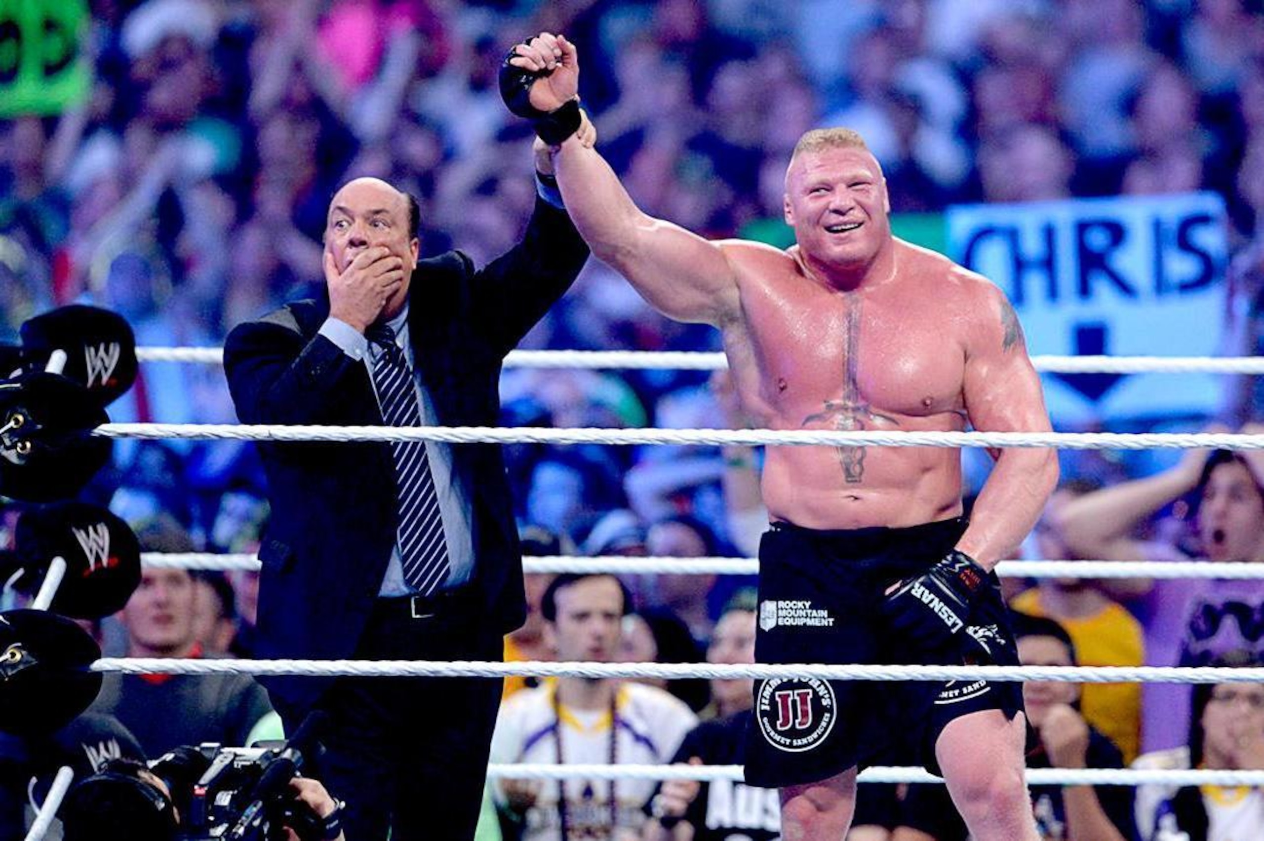 Lesnar after beating Undertaker at WrestleMania 30