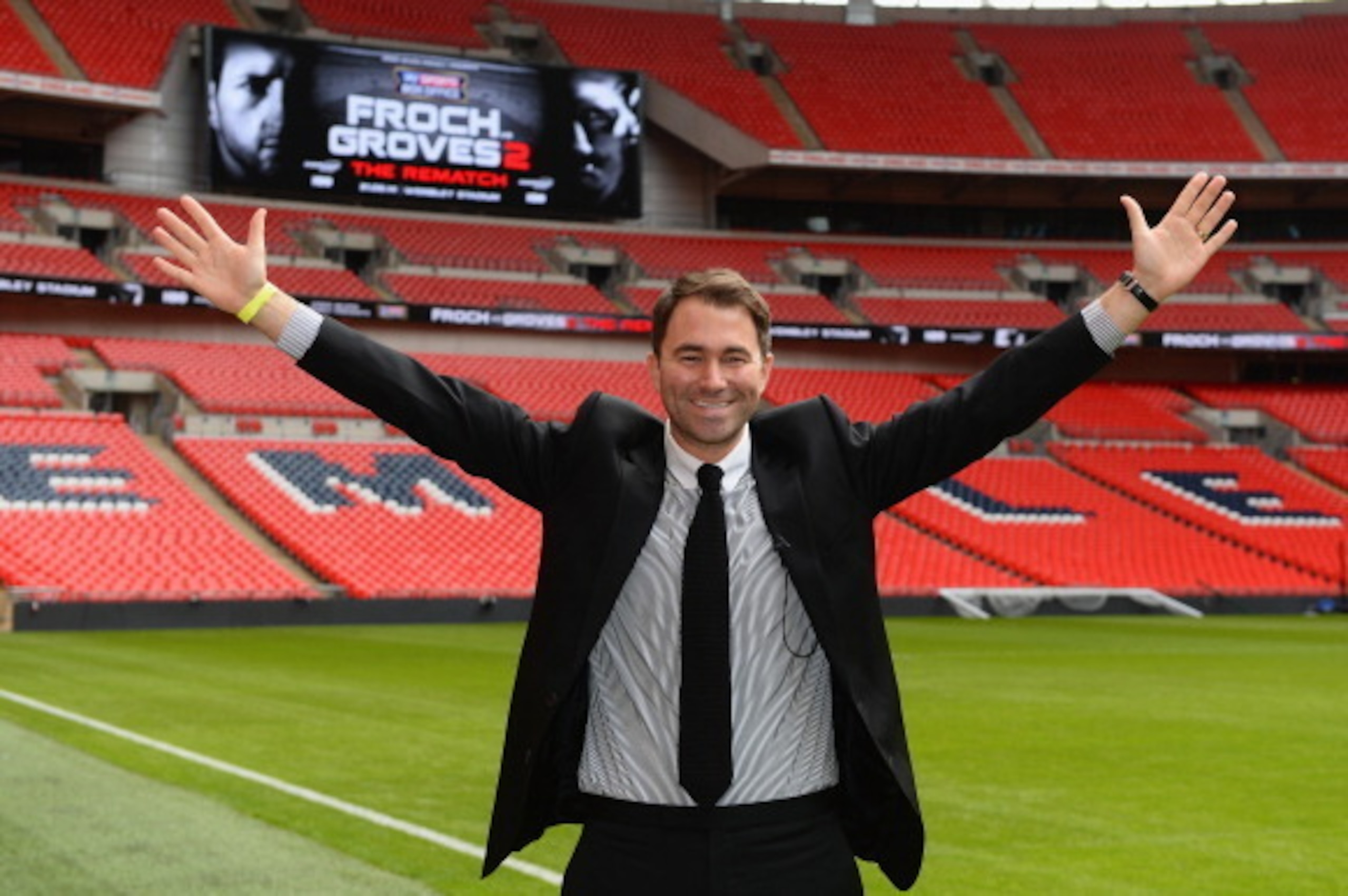 LONDON, ENGLAND - MARCH 04: Boxing promoter Eddie Hearn poses for a photo at the announcement that Wembley Stadium will stage the rematch between Carl Froch and George Groves on May 31 at Wembley Stadium on March 4, 2014 in London, England. (Photo by Mi LONDON, ENGLAND - MARCH 04: Boxing promoter Eddie Hearn poses for a photo at the announcement that Wembley Stadium will stage the rematch between Carl Froch and George Groves on May 31 at Wembley Stadium on March 4, 2014 in London, England. (Photo by Mi