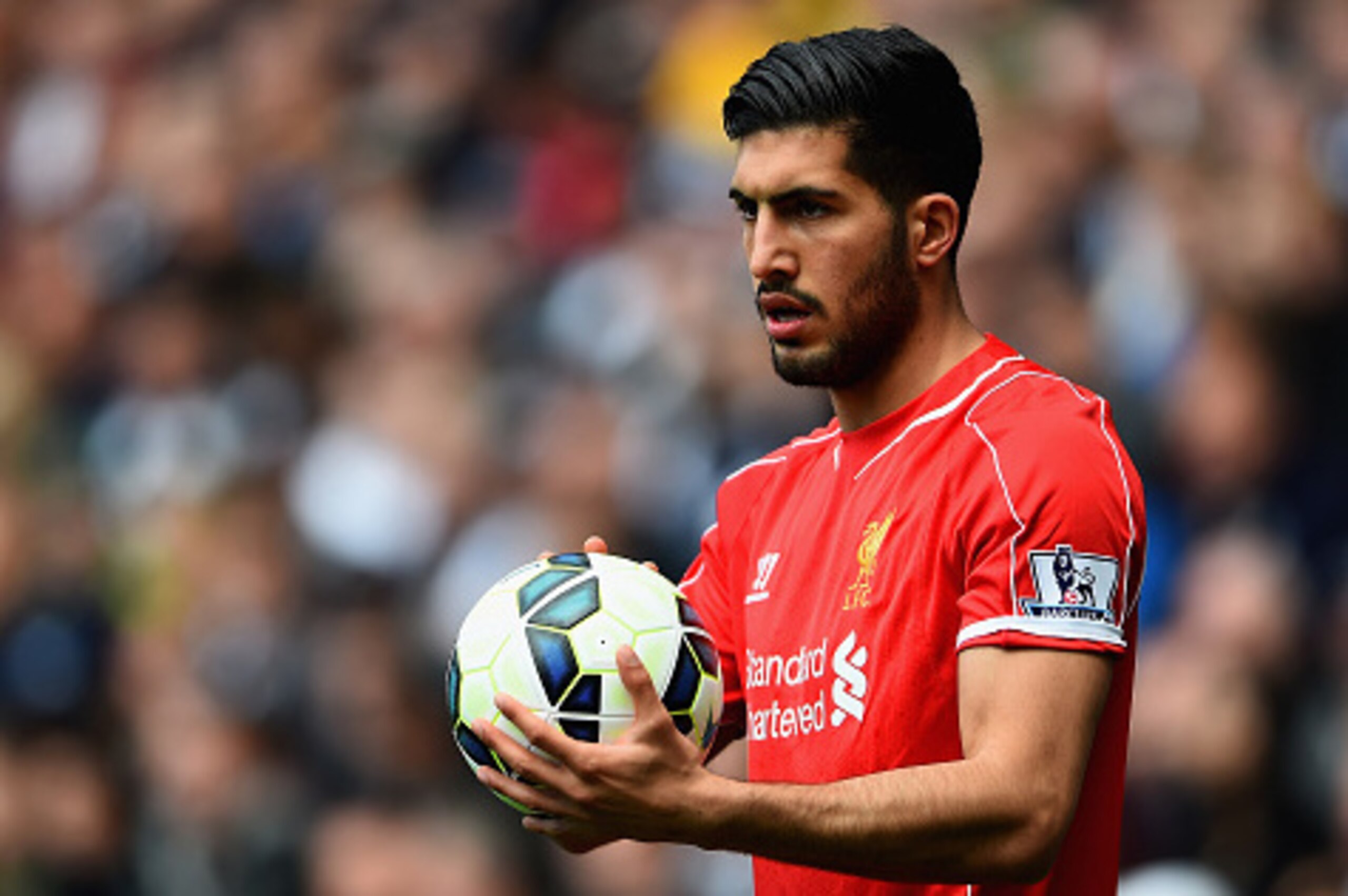 WEST BROMWICH, ENGLAND - APRIL 25: Emre Can of Liverpool in action during the Barclays Premier League match between West Bromwich Albion and Liverpool at The Hawthorns on April 25, 2015 in West Bromwich, England.  (Photo by Laurence Griffiths/Getty Images