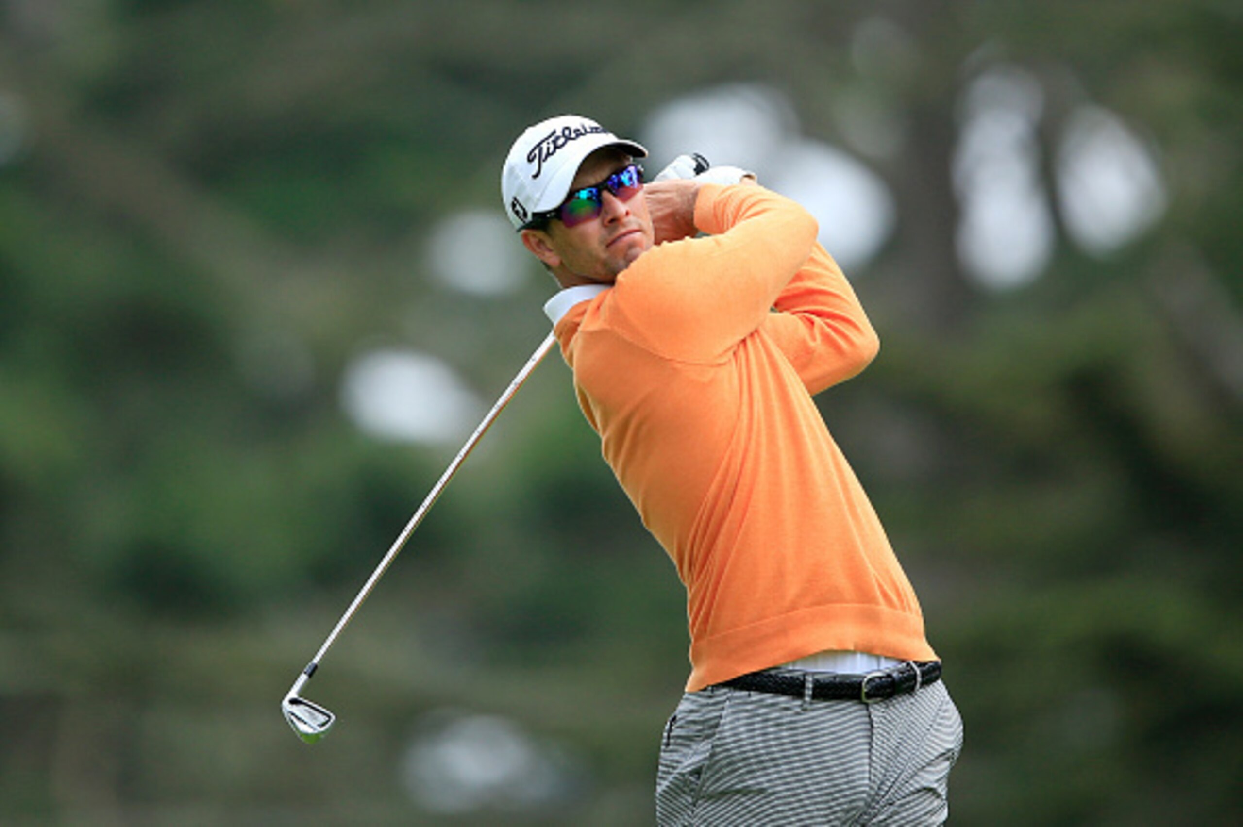 SAN FRANCISCO, CA - MAY 01:  Adam Scott of Australia plays his tee shot at the par 4, 11th hole during round three of the World Golf Championships Cadillac Match Play at TPC Harding Park on May 1, 2015 in San Francisco, California.  (Photo by David Cannon
