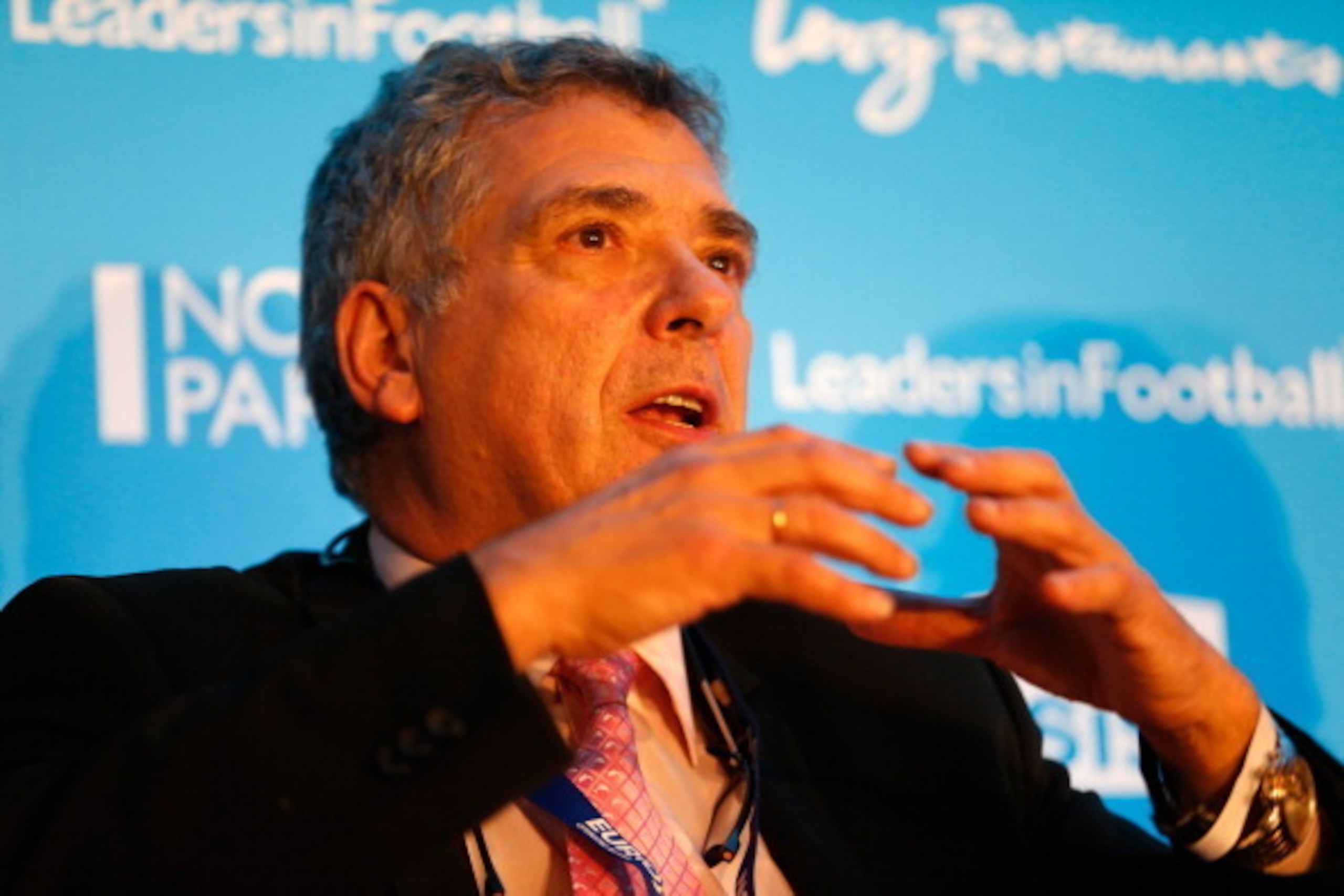 LONDON, ENGLAND - OCTOBER 10:  Angel Maria Villar Llona the President of the Spanish Football Federation talks during the Leaders In Sport conference at Stamford Bridge on October 10, 2012 in London, England.  (Photo by Tom Shaw/Getty Images)