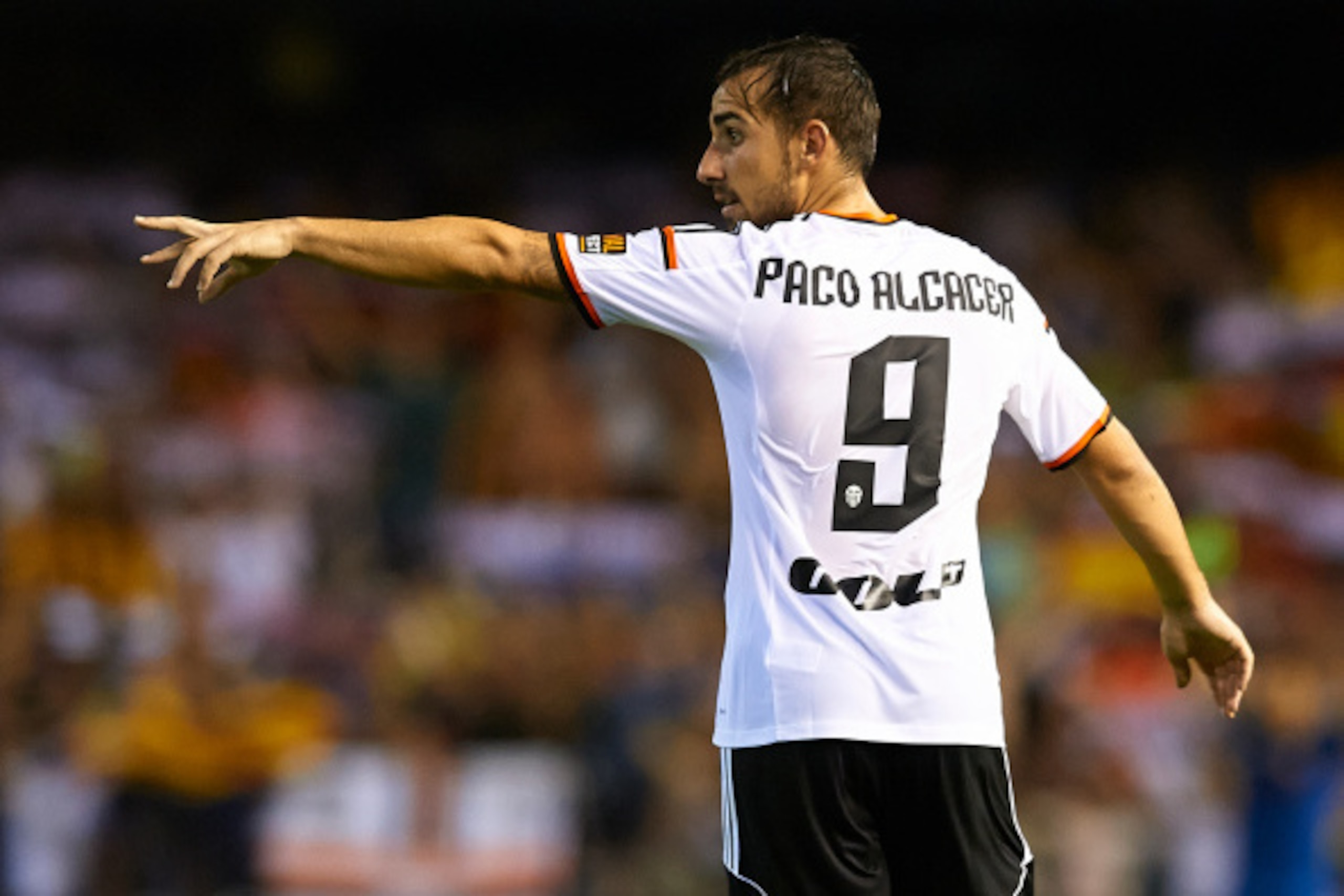 VALENCIA, SPAIN - AUGUST 29:  Paco Alcacer of Valencia reacts during the La Liga match between Valencia CF and Malaga CF at Estadi de Mestalla on August 29, 2014 in Valencia, Spain.  (Photo by Manuel Queimadelos Alonso/Getty Images)