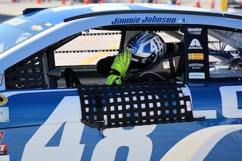 Jimmie Johnson after practice at Daytona International Speedway in the No. 48 Chevy.