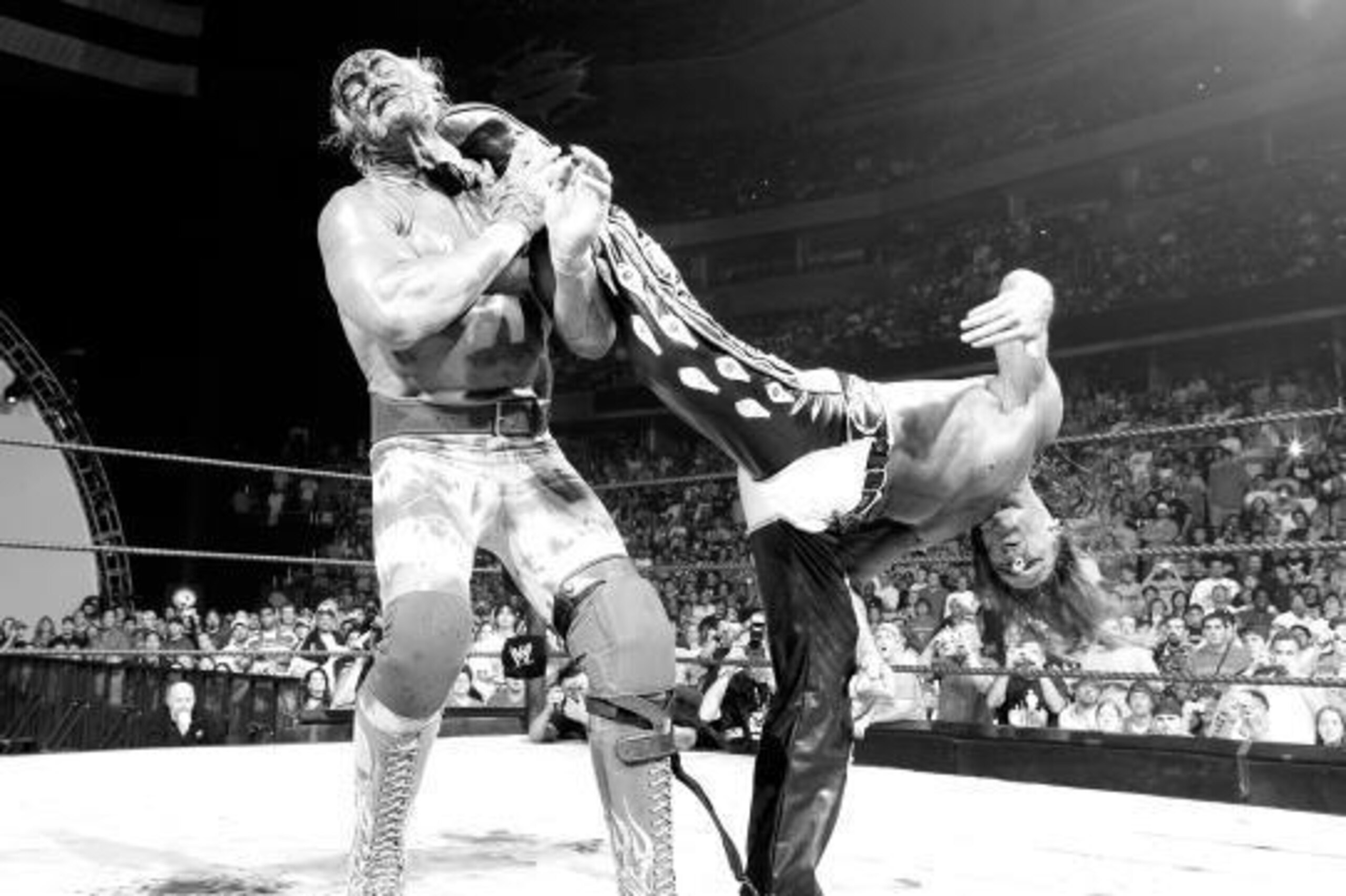 Shawn MIchaels lands Sweet Chin Music on Hulk Hogan at SummerSlam.