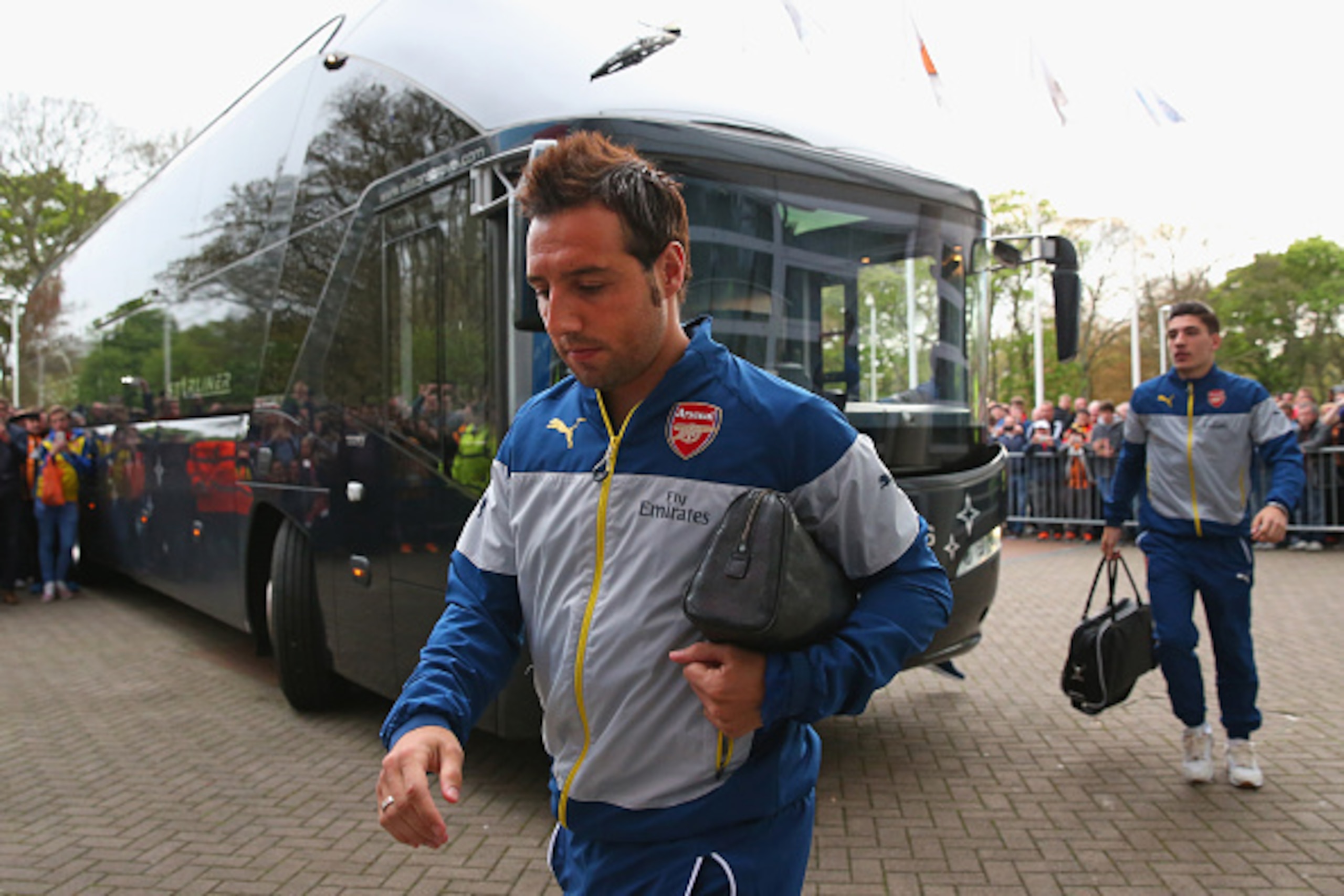 HULL, ENGLAND - MAY 04: Santi Cazorla of Arsenal arrives at the KC Stadium prior to the Barclays Premier League match between Hull City and Arsenal at the KC Stadium on May 4, 2015 in Hull, England. (Photo by Alex Livesey/Getty Images) HULL, ENGLAND - MAY 04: Santi Cazorla of Arsenal arrives at the KC Stadium prior to the Barclays Premier League match between Hull City and Arsenal at the KC Stadium on May 4, 2015 in Hull, England. (Photo by Alex Livesey/Getty Images)
