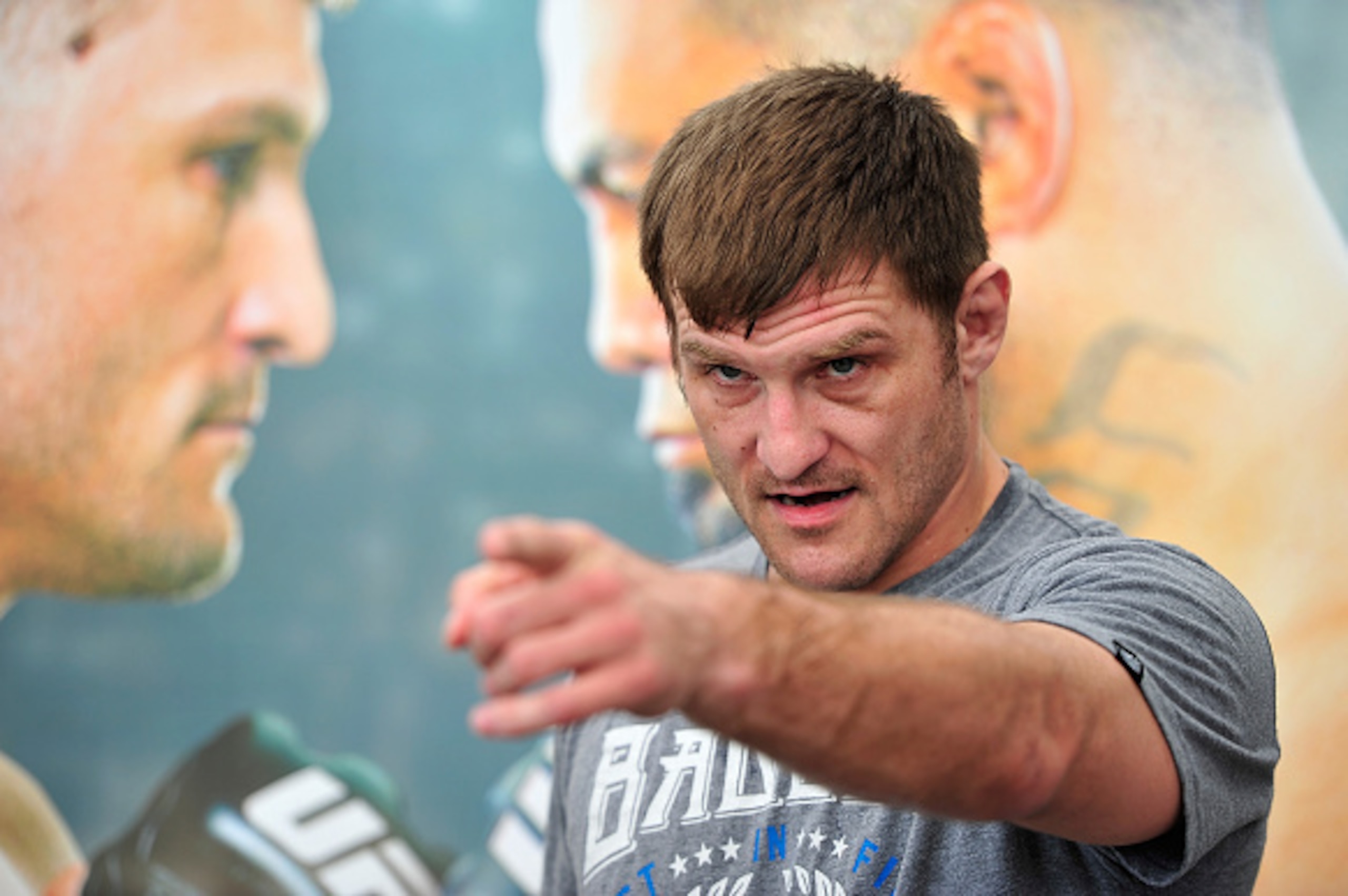 ADELAIDE, AUSTRALIA - MARCH 02: Stipe Miocic of the United States talks to the media during the UFC Adelaide Media Opportunity at Adelaide Entertainment Centre on March 2, 2015 in Adelaide, Australia.  (Photo by David Mariuz/Getty Images)