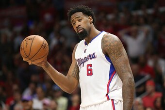 LOS ANGELES, CA - APRIL 28:  DeAndre Jordan #6 of the Los Angeles Clippers reacts after being called for a foul against the San Antonio Spurs during Game Five of the Western Conference quarterfinals of the 2015 NBA Playoffs at Staples Center on April 28, 