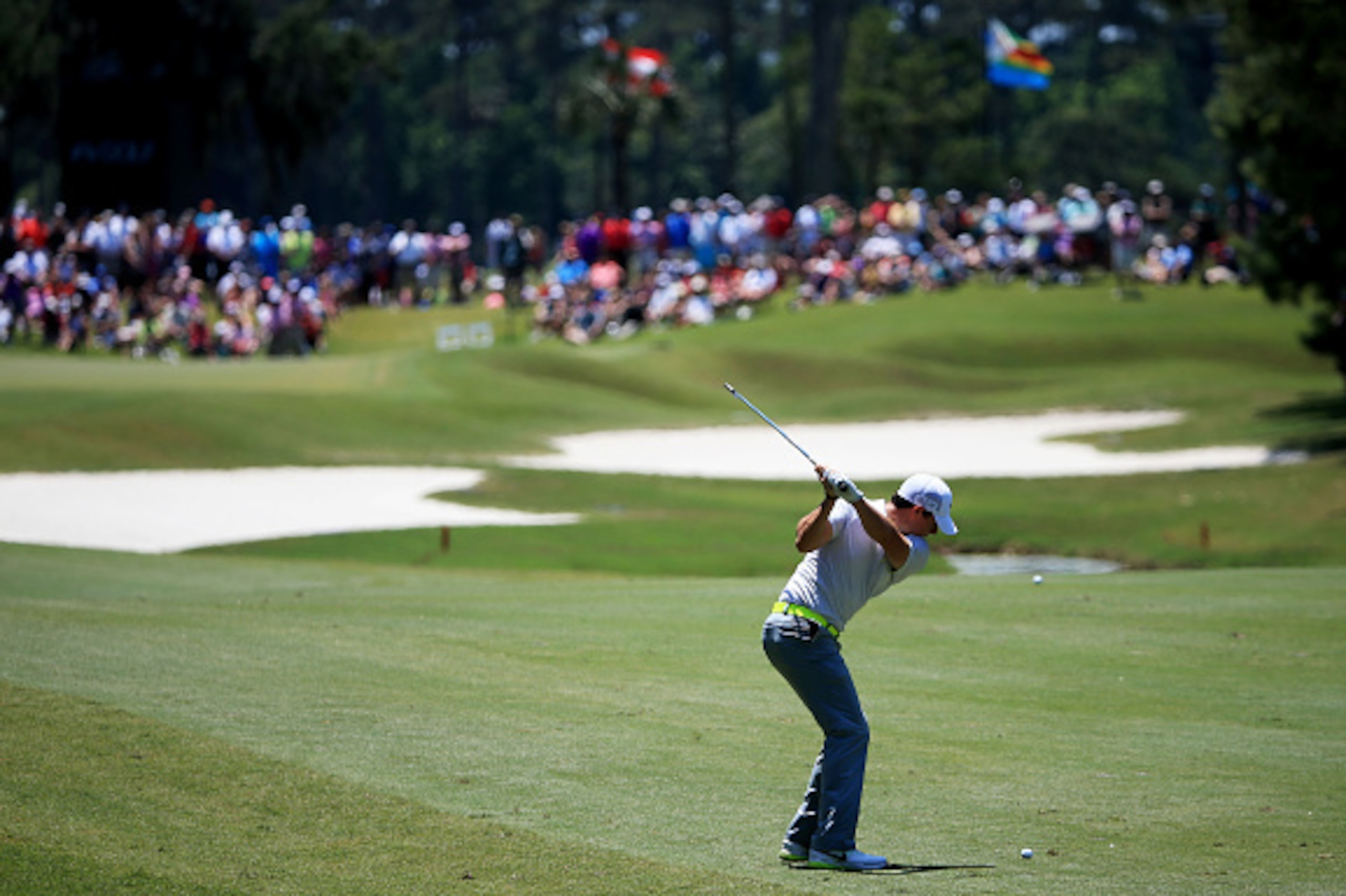 PONTE VEDRA BEACH, FL - MAY 09:  Rory McIlroy of Northern Ireland plays a shot on the second hole during round three of THE PLAYERS Championship at the TPC Sawgrass Stadium course on May 9, 2015 in Ponte Vedra Beach, Florida.  (Photo by Sam Greenwood/Gett