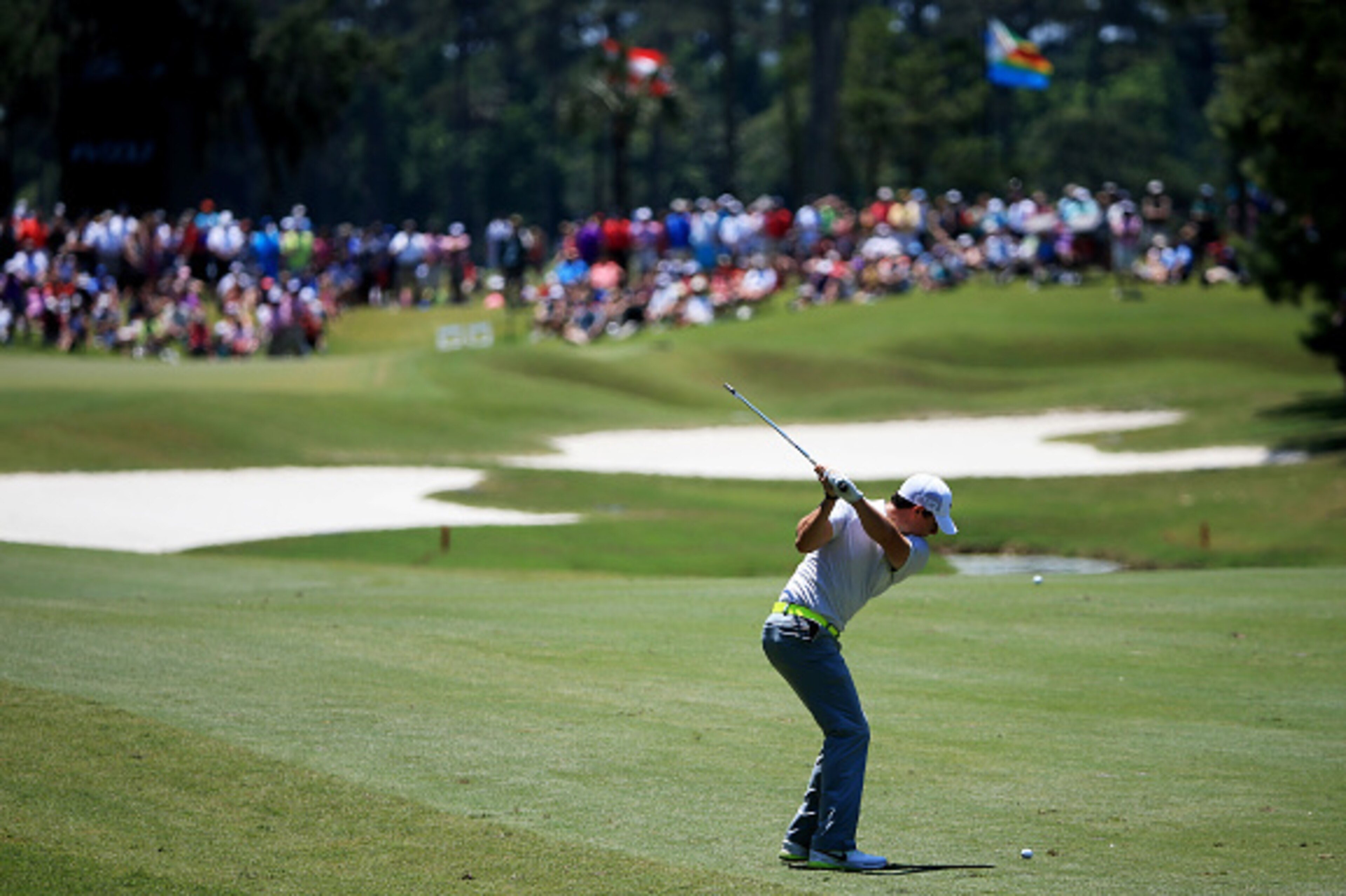 PONTE VEDRA BEACH, FL - MAY 09:  Rory McIlroy of Northern Ireland plays a shot on the second hole during round three of THE PLAYERS Championship at the TPC Sawgrass Stadium course on May 9, 2015 in Ponte Vedra Beach, Florida.  (Photo by Sam Greenwood/Gett