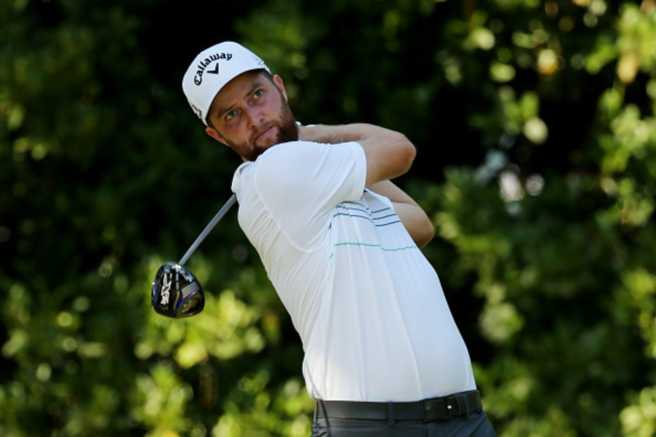 PONTE VEDRA BEACH, FL - MAY 09:  Chris Kirk plays his shot from the 11th tee during round three of THE PLAYERS Championship at the TPC Sawgrass Stadium course on May 9, 2015 in Ponte Vedra Beach, Florida.  (Photo by Mike Ehrmann/Getty Images)