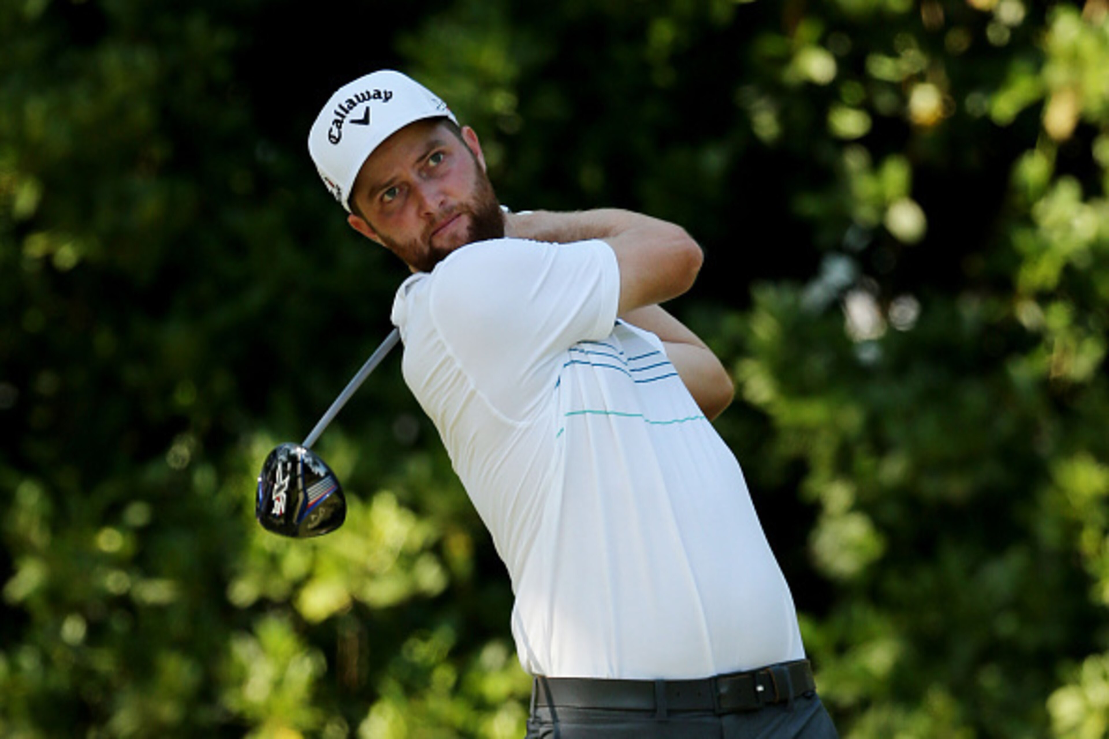PONTE VEDRA BEACH, FL - MAY 09:  Chris Kirk plays his shot from the 11th tee during round three of THE PLAYERS Championship at the TPC Sawgrass Stadium course on May 9, 2015 in Ponte Vedra Beach, Florida.  (Photo by Mike Ehrmann/Getty Images)