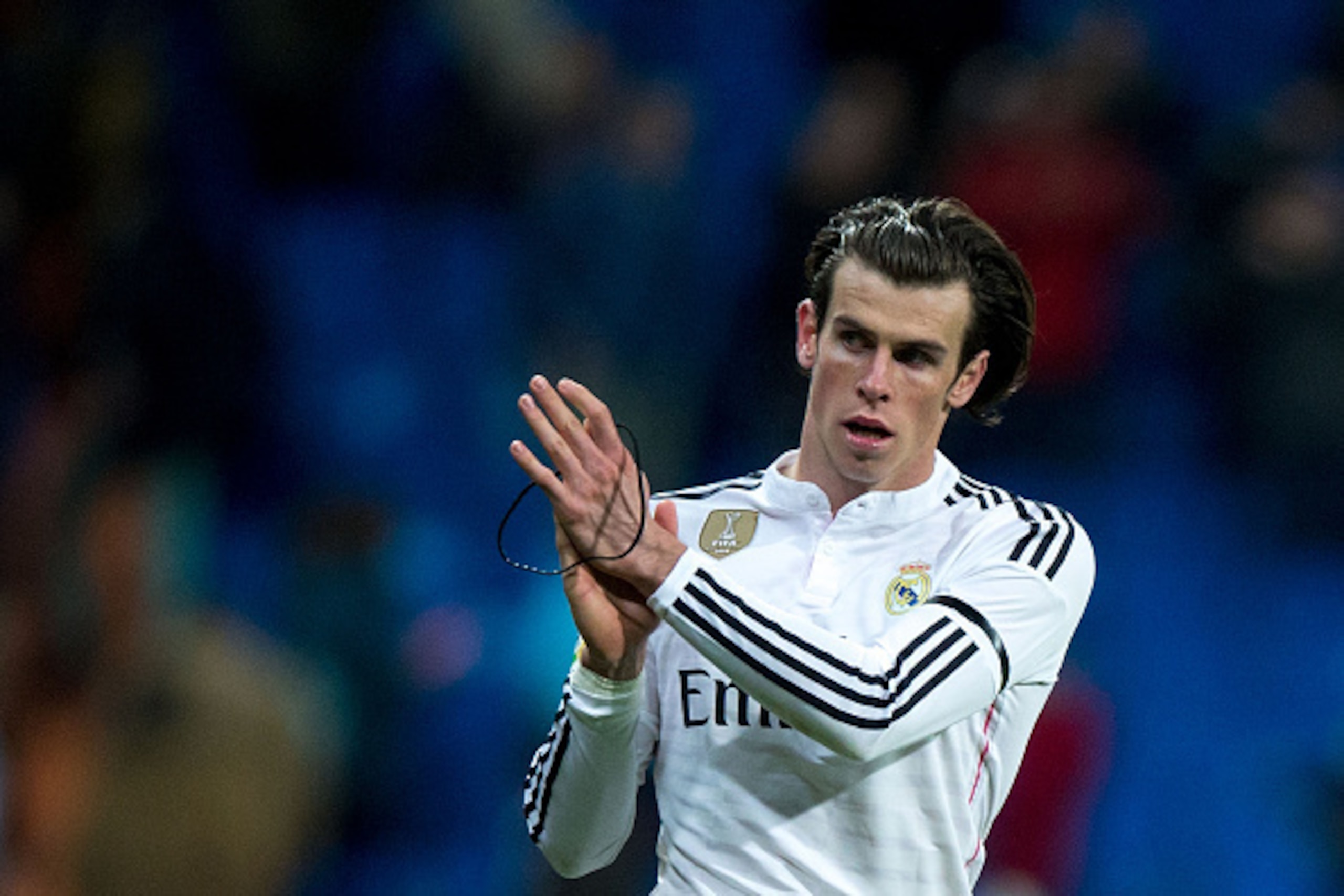 MADRID, SPAIN - MARCH 15:  Gareth Bale of Real Madrid CF claps to the audience after the La Liga match between Real Madrid CF and Levante UD at Estadio Santiago Bernabeu on March 15, 2015 in Madrid, Spain.  (Photo by Gonzalo Arroyo Moreno/Getty Images)